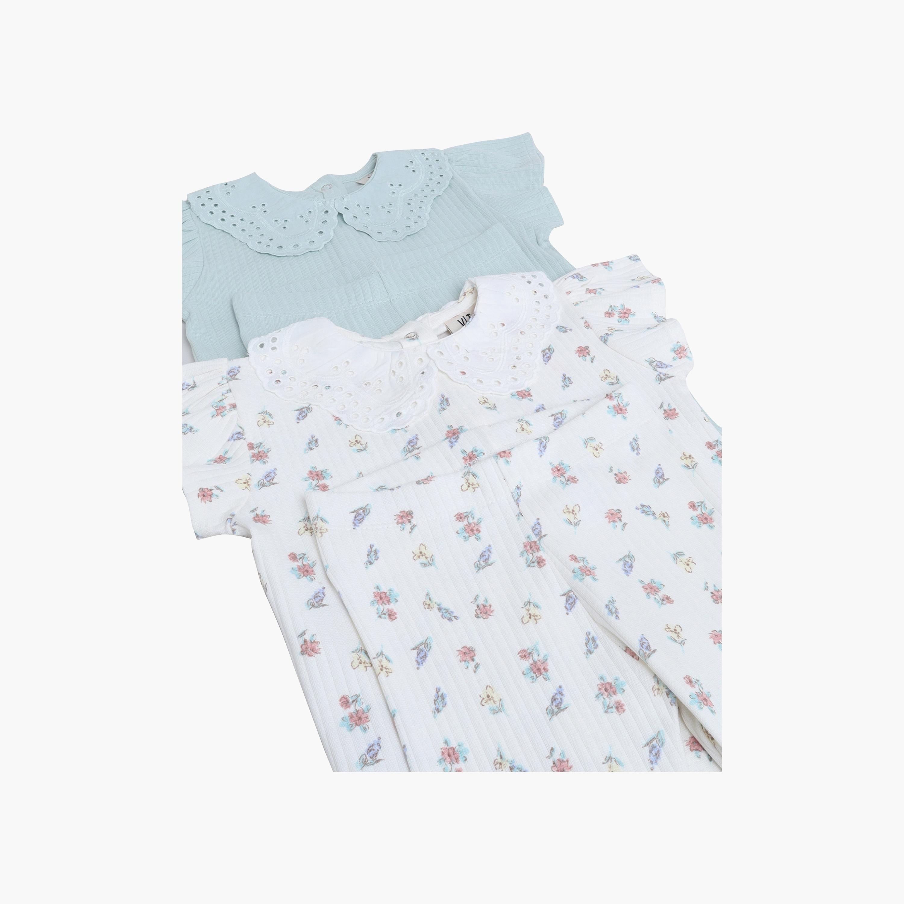 Victor and Jane 4-Piece Short Sleeves Floral Printed T-Shirts & Leggings Set-baby-girls-clothing-setsandcoords-image-2
