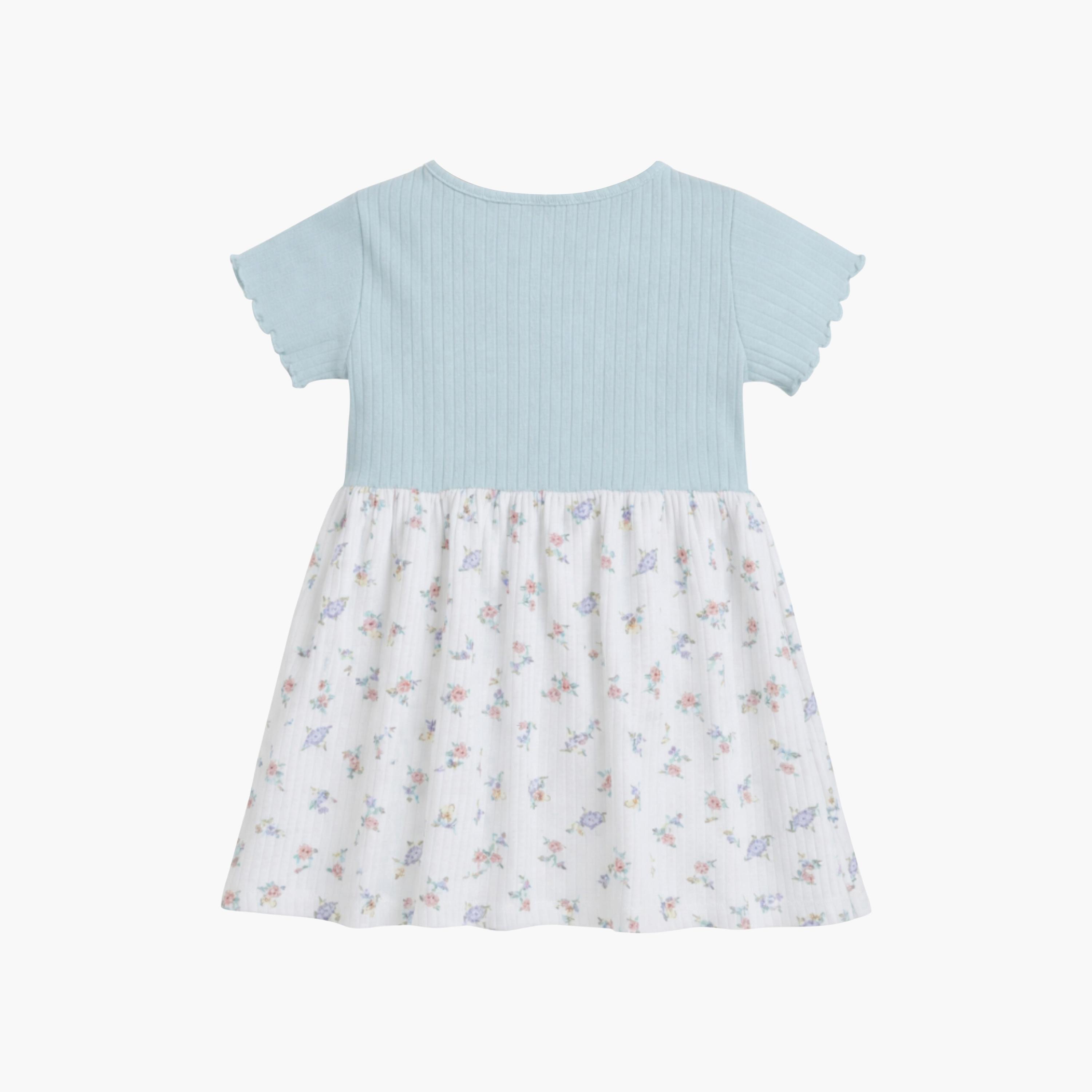 فستان بأكمام قصيرة بتصميم "دروب نيدل" مع تنورة مطبوعة بالزهور من فيكتور آند جين-baby-girls-clothing-dressesandjumpsuits-image-2