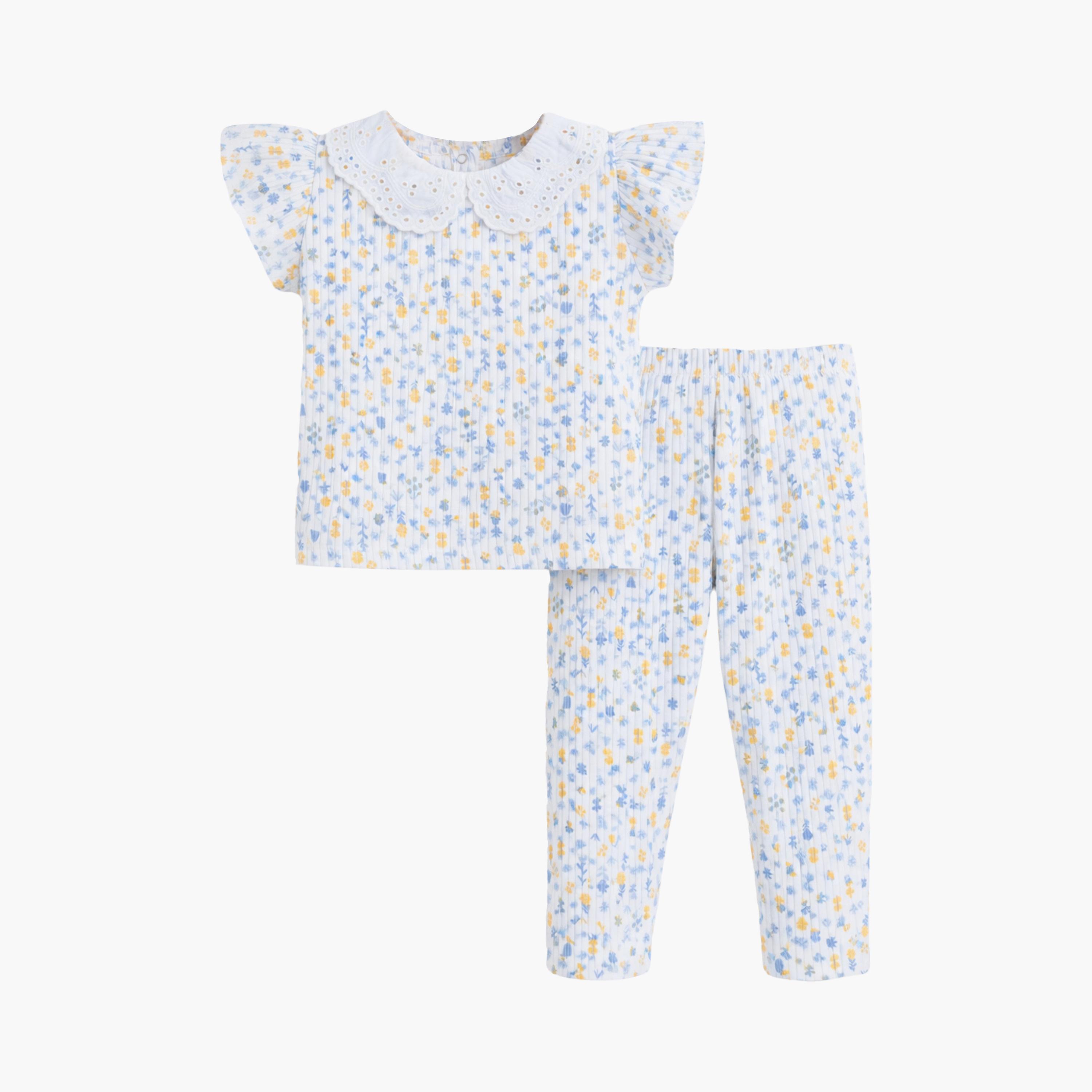 Victor and Jane 4-Piece Short Sleeves Floral Printed T-Shirts & Leggings Set-baby-girls-clothing-setsandcoords-image-2