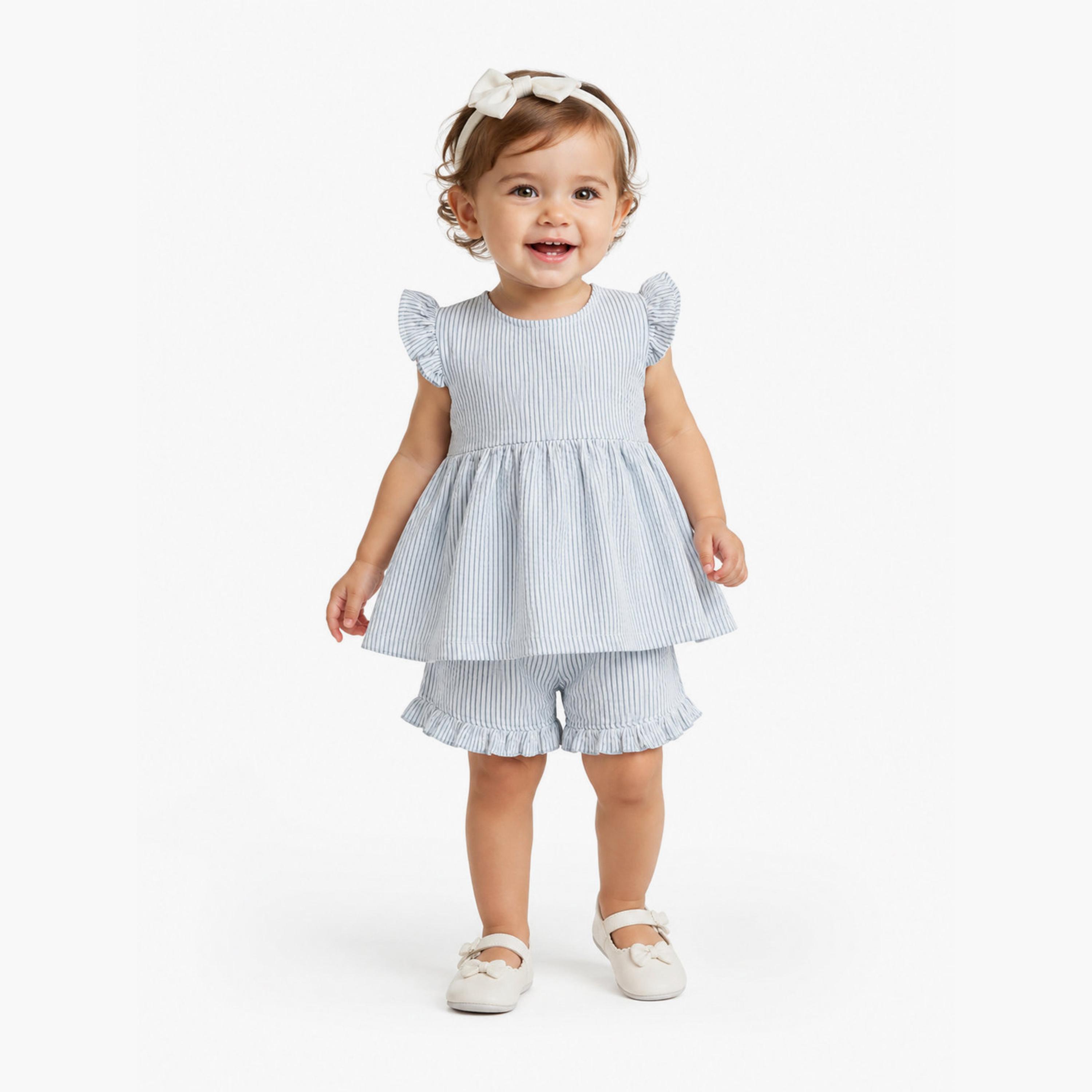 Victor and Jane Ruffle Sleeve Stripe Top & Shorts Set-baby-girls-clothing-setsandcoords-image-4