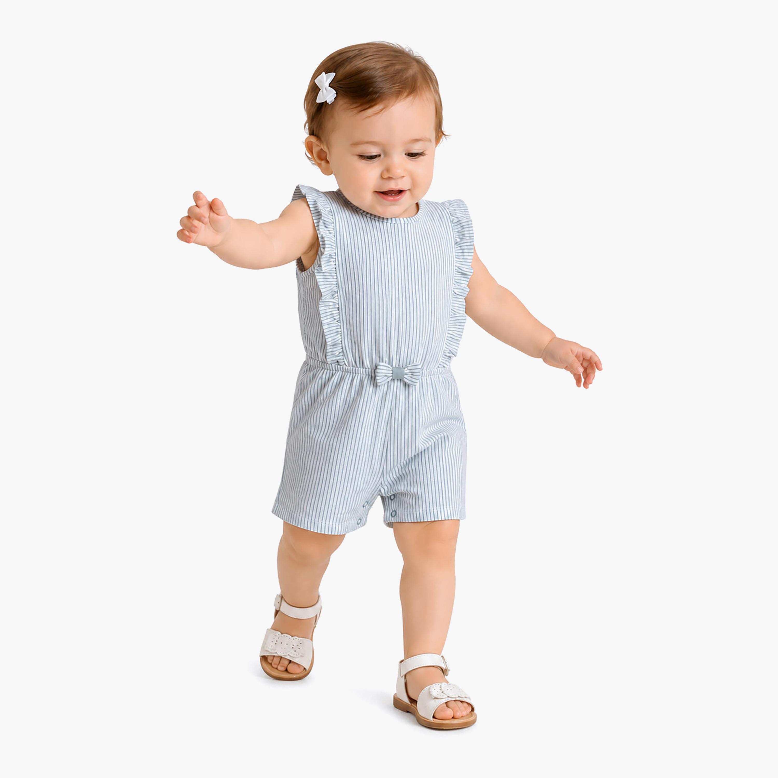 Victor and Jane Ruffle Sleeve Stripe Playsuit with Bow-baby-girls-clothing-dressesandjumpsuits-image-1