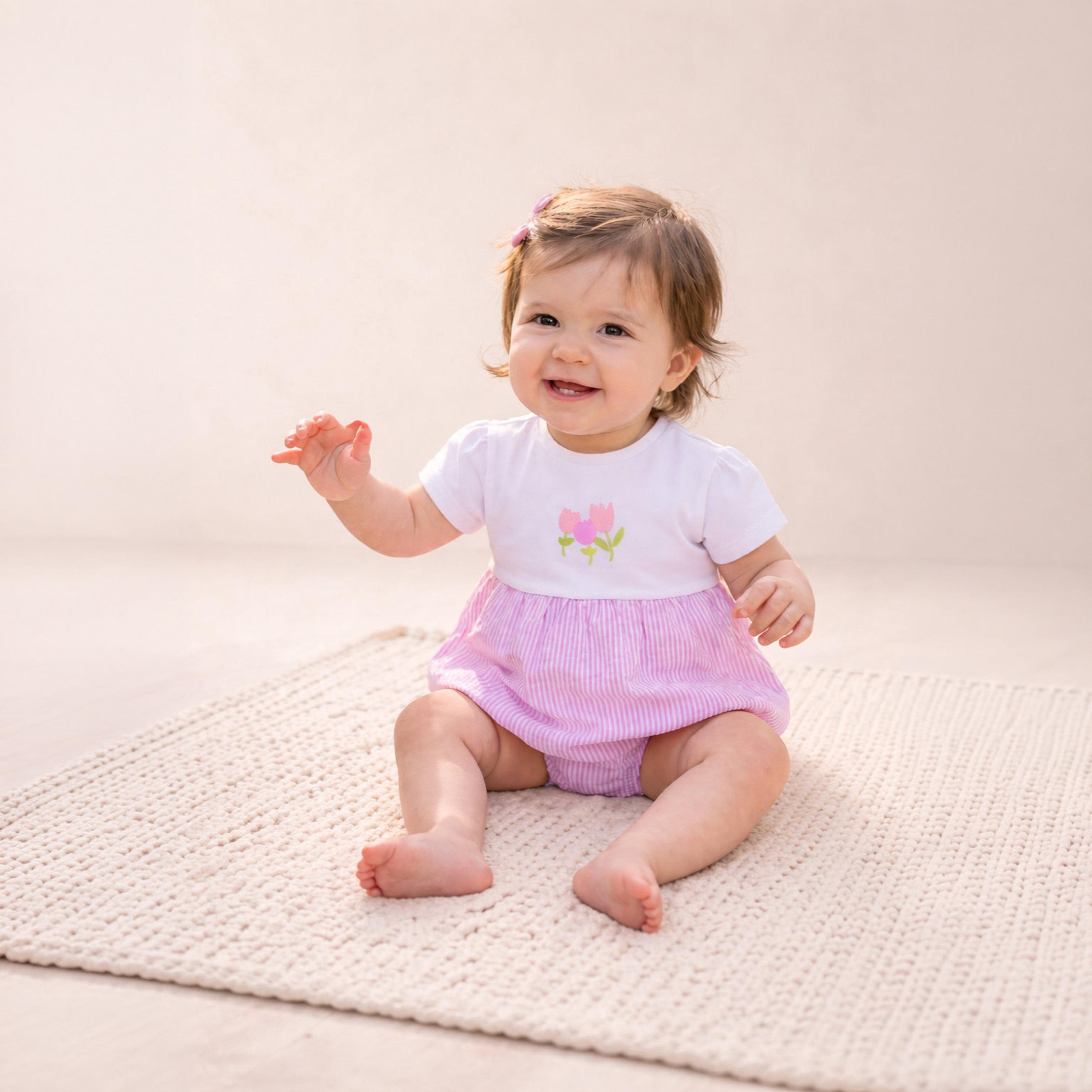 رومبر "بابل" بأكمام قصيرة وقصة صدر (يوك) من فيكتور آند جين-baby-girls-clothing-rompers-image-3