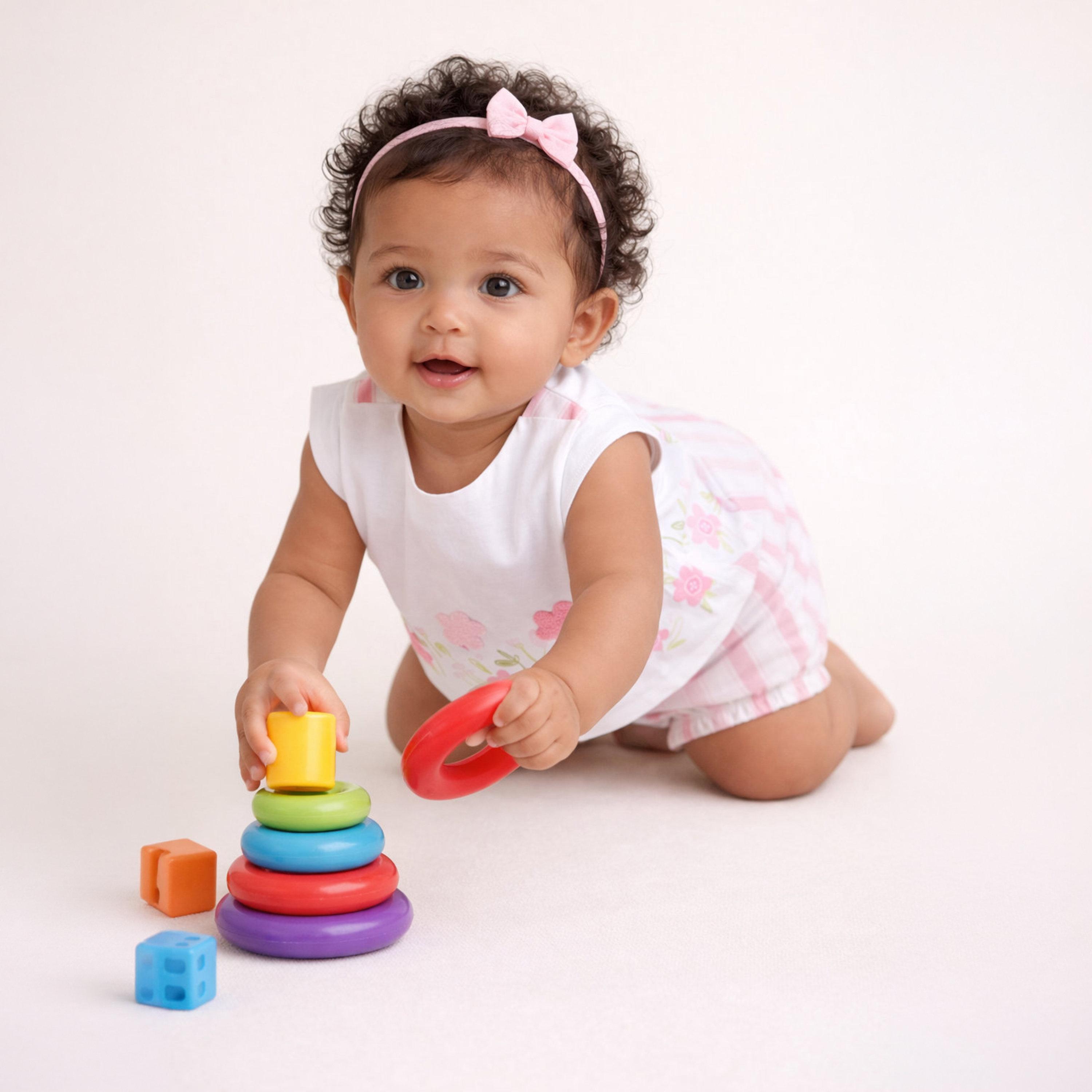 طقم توب بطبعة زهور بدون أكمام وشورت مخطط من فيكتور آند جين-baby-girls-clothing-setsandcoords-image-3