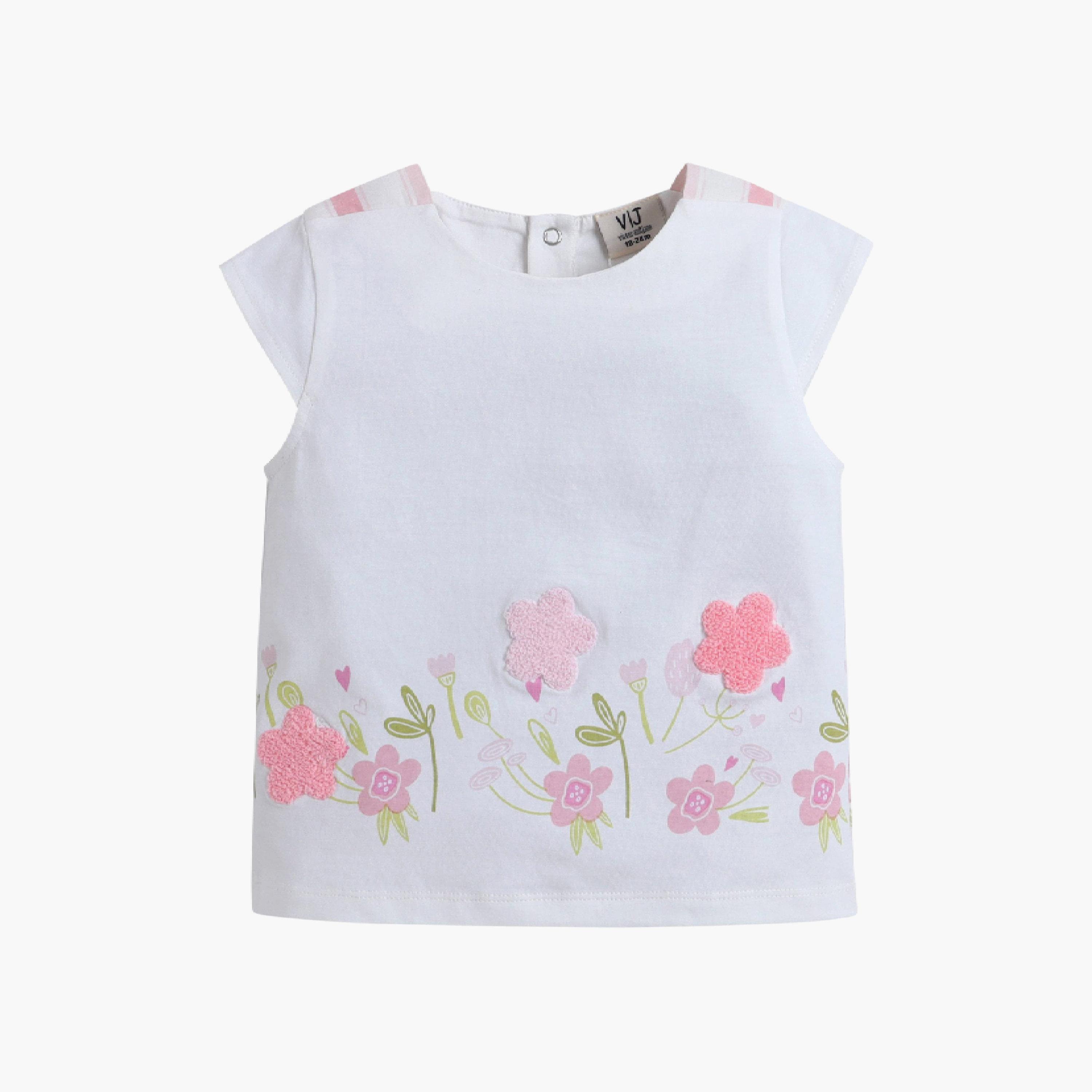 طقم توب بطبعة زهور بدون أكمام وشورت مخطط من فيكتور آند جين-baby-girls-clothing-setsandcoords-image-5