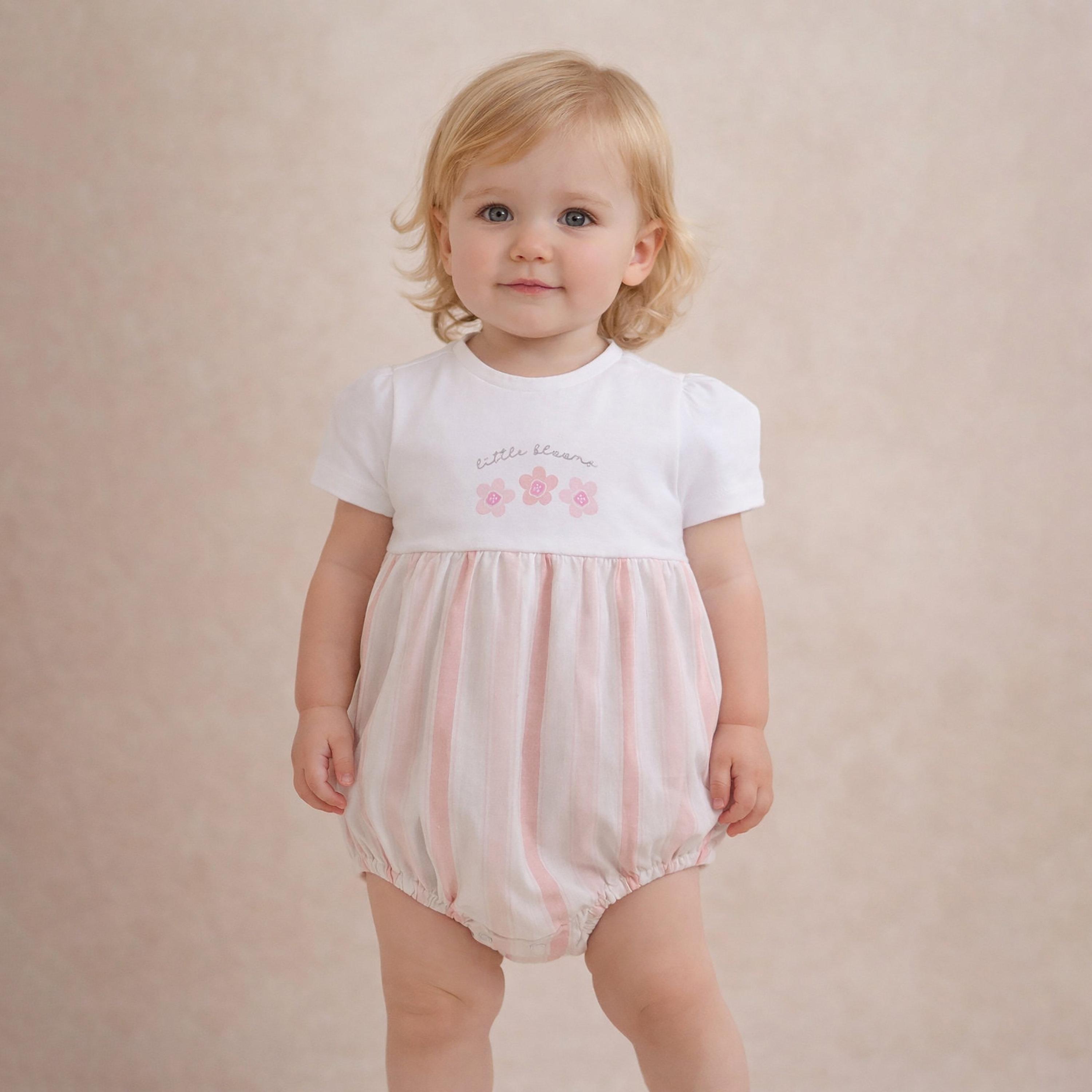 Victor and Jane Short Sleeves Yoke Bubble Romper-baby-girls-clothing-rompers-image-1