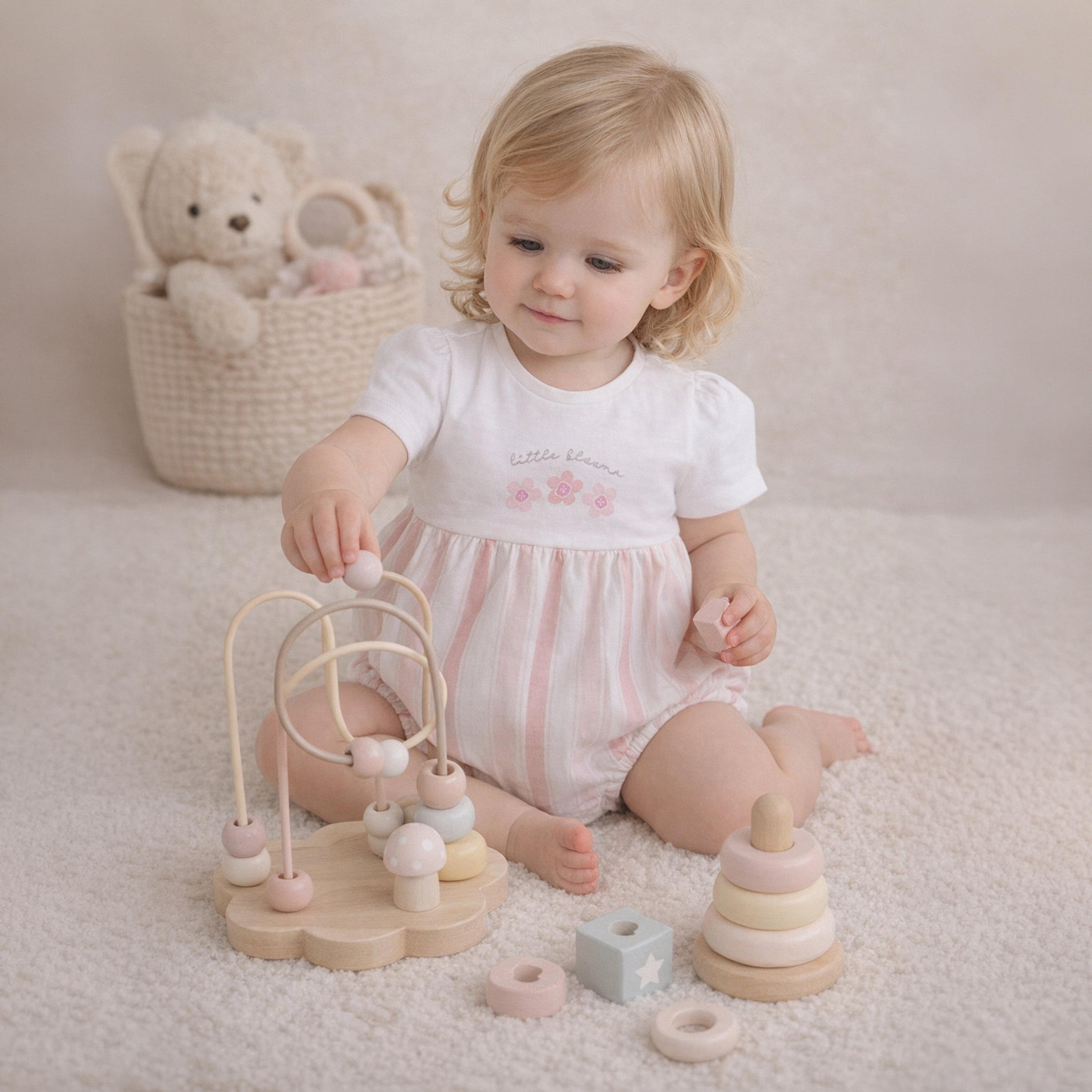 Victor and Jane Short Sleeves Yoke Bubble Romper-baby-girls-clothing-rompers-image-2