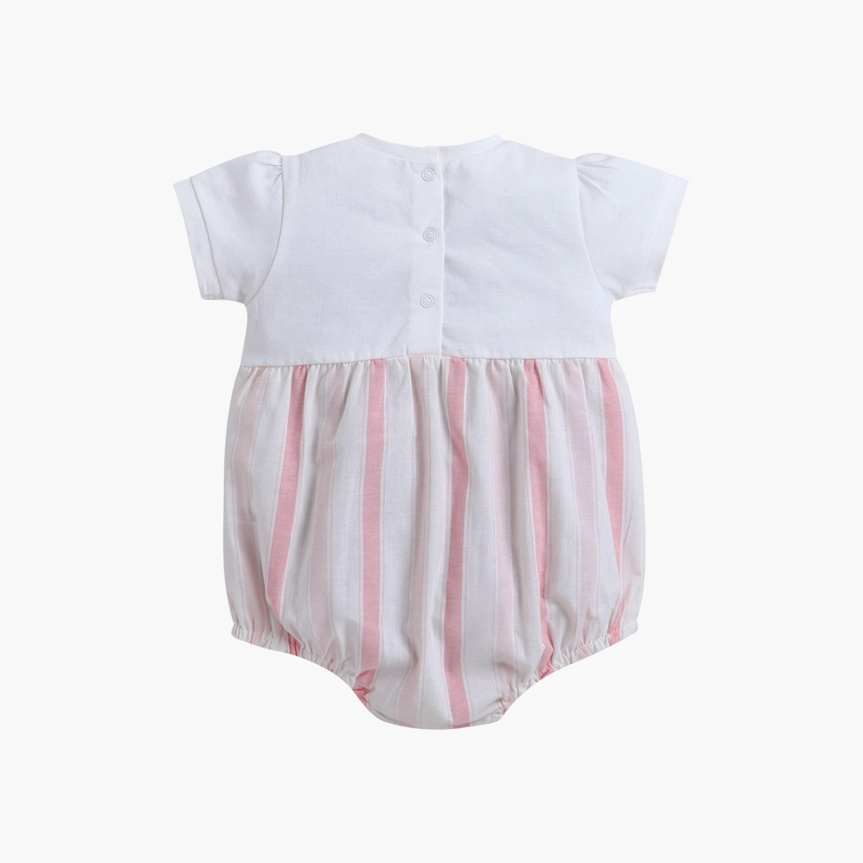 Victor and Jane Short Sleeves Yoke Bubble Romper-baby-girls-clothing-rompers-image-5