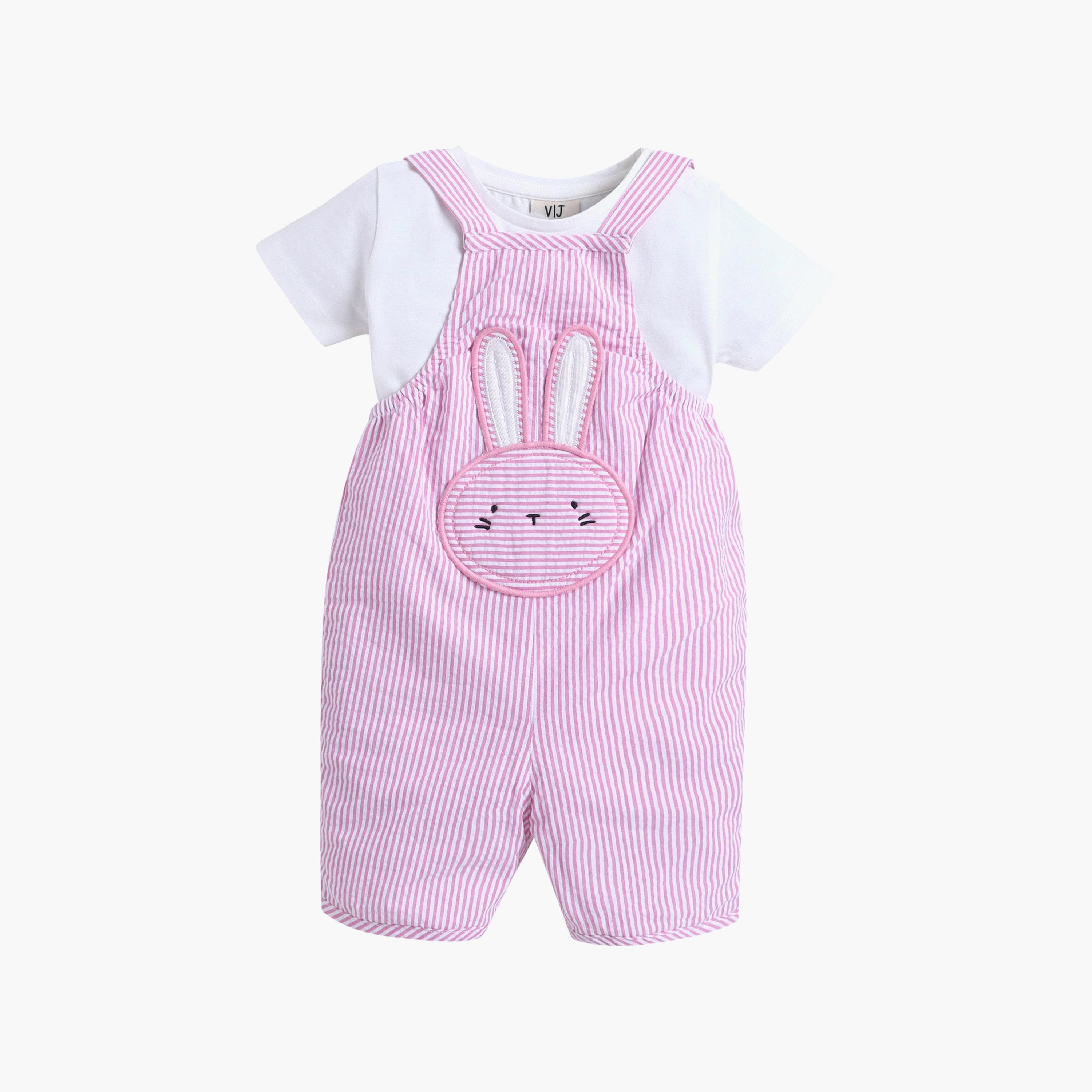 Victor and Jane Sleeveless Striped Dungaree & Bodysuit Set-baby-girls-clothing-setsandcoords-image-1