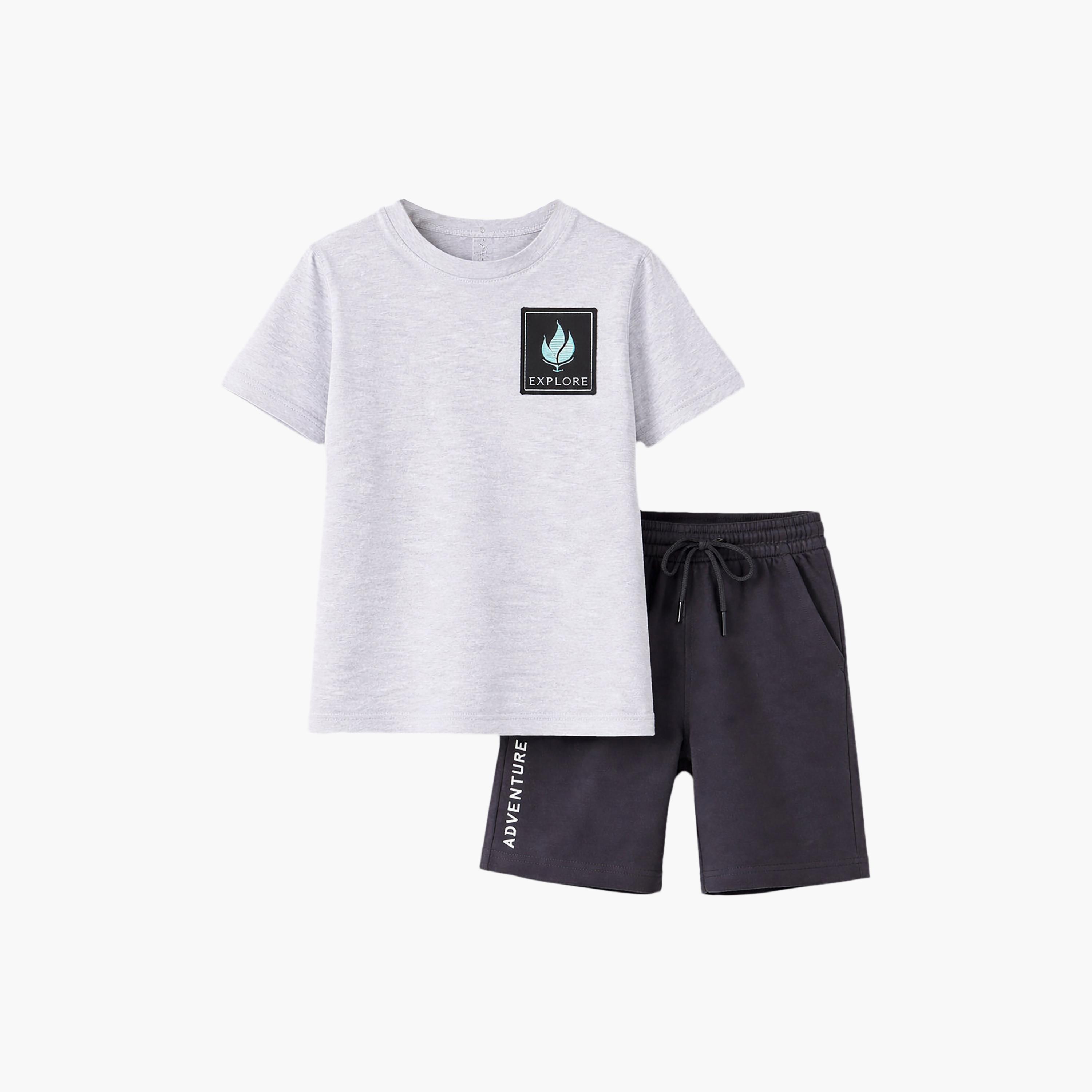 Victor and Jane Half Sleeves Adventure Printed T-Shirt & Shorts Set-boys-clothing-setsandcoords-image-5
