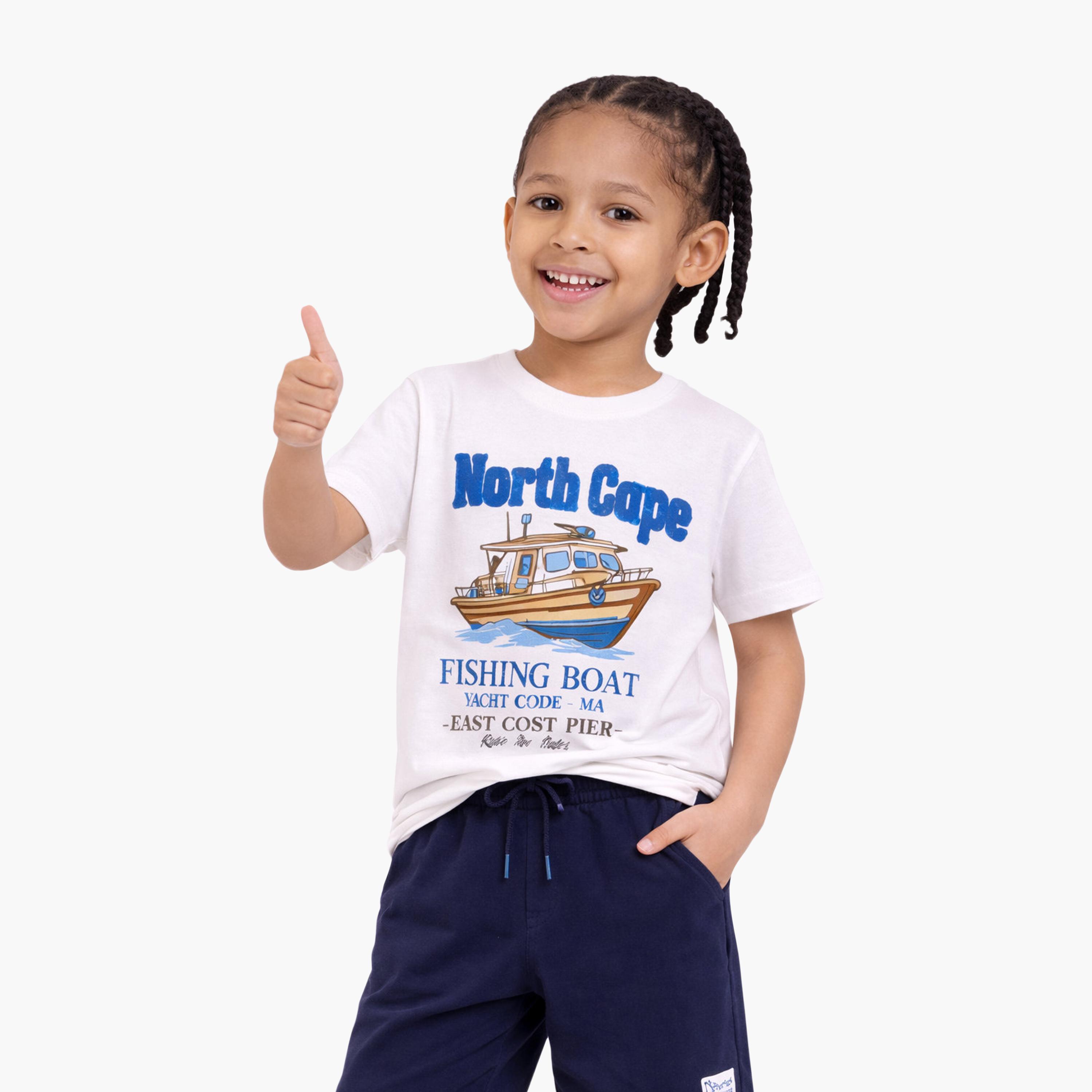 طقم تيشيرت بأكمام نصفية بطبعة بوت وشورت من فيكتور أند جين-boys-clothing-setsandcoords-image-2