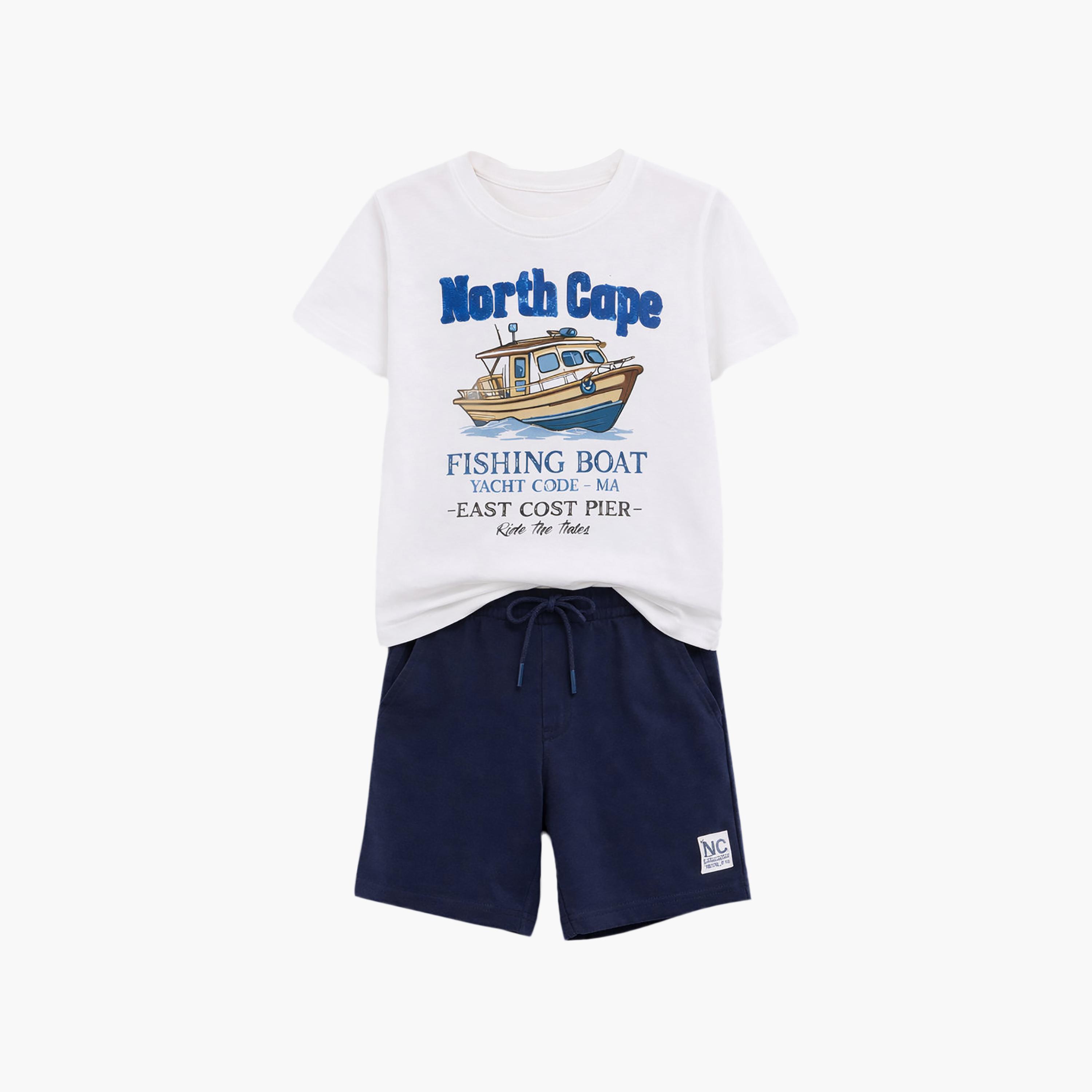 طقم تيشيرت بأكمام نصفية بطبعة بوت وشورت من فيكتور أند جين-boys-clothing-setsandcoords-image-5