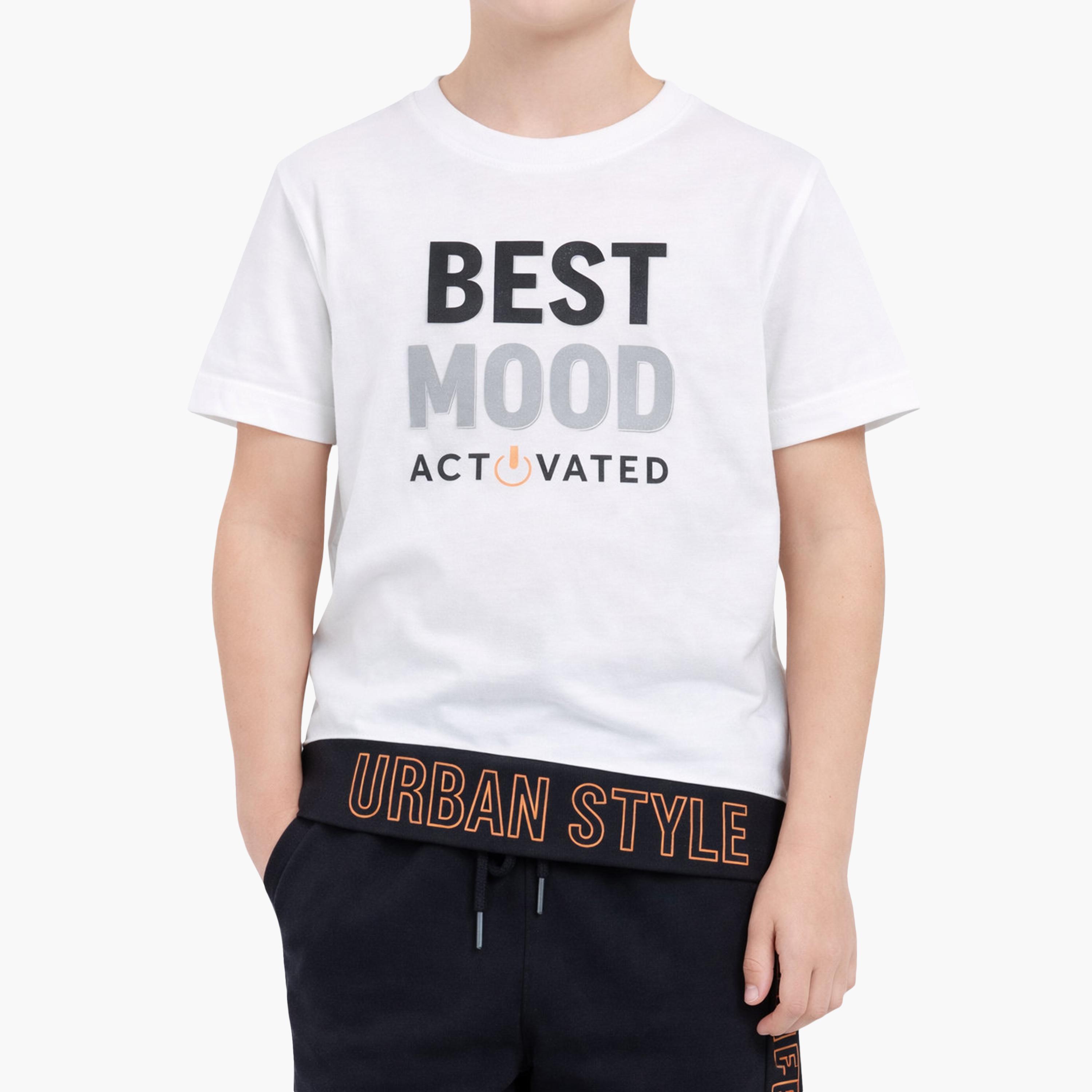 Victor and Jane Half Sleeves Best Mood Activated Printed T-Shirt & Shorts Set-boys-clothing-setsandcoords-image-3