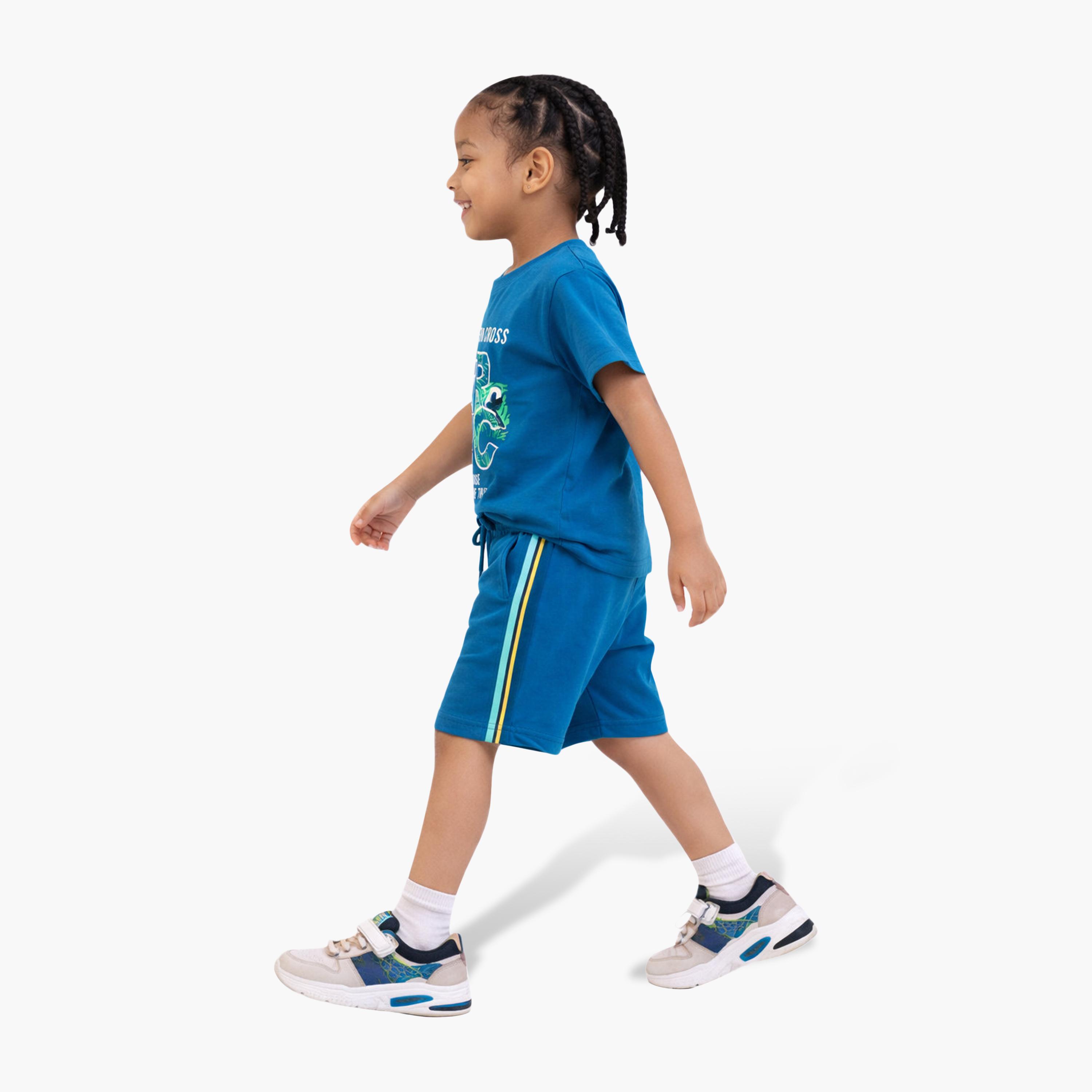 Victor and Jane Half Sleeves Athletics Printed T-Shirt & Shorts Set-boys-clothing-setsandcoords-image-2