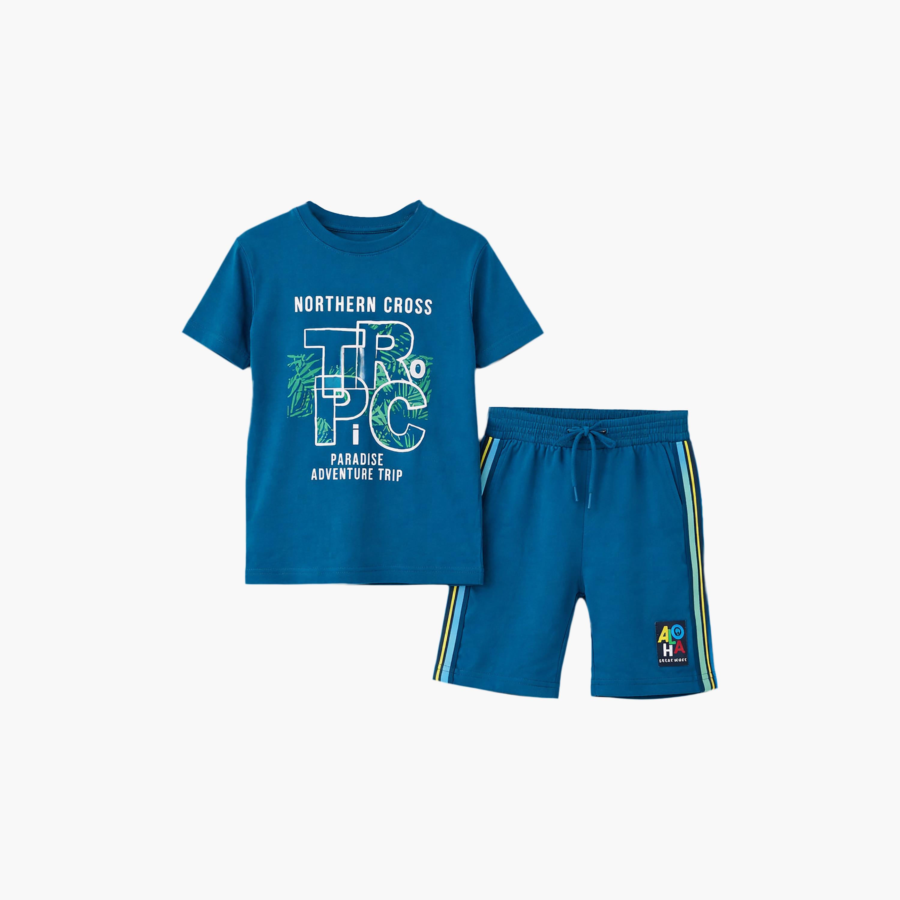 Victor and Jane Half Sleeves Athletics Printed T-Shirt & Shorts Set-boys-clothing-setsandcoords-image-5