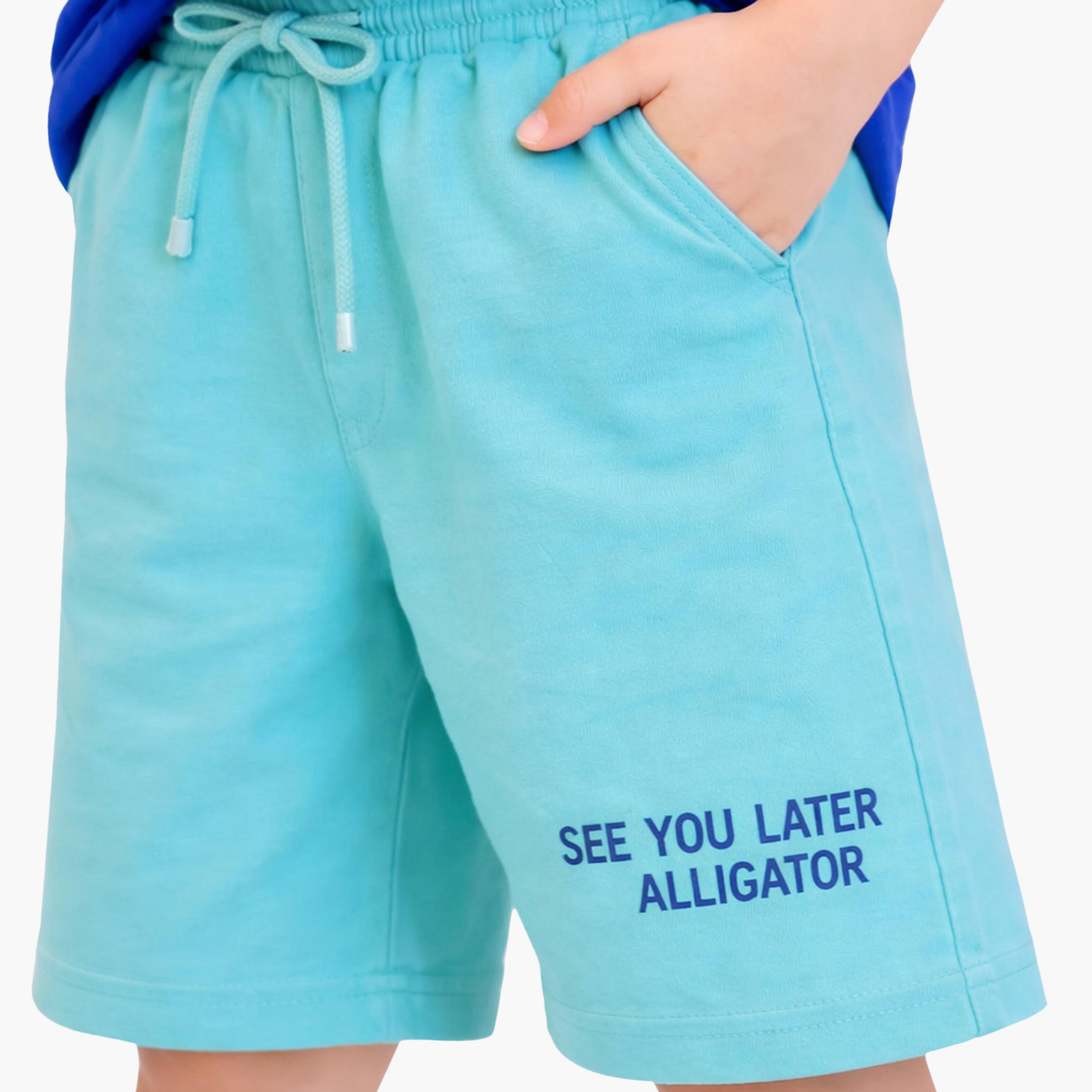 طقم تيشيرت بأكمام نصفية بطبعة كروكودايل غرافيك وشورت من فيكتور أند جين-boys-clothing-setsandcoords-image-6