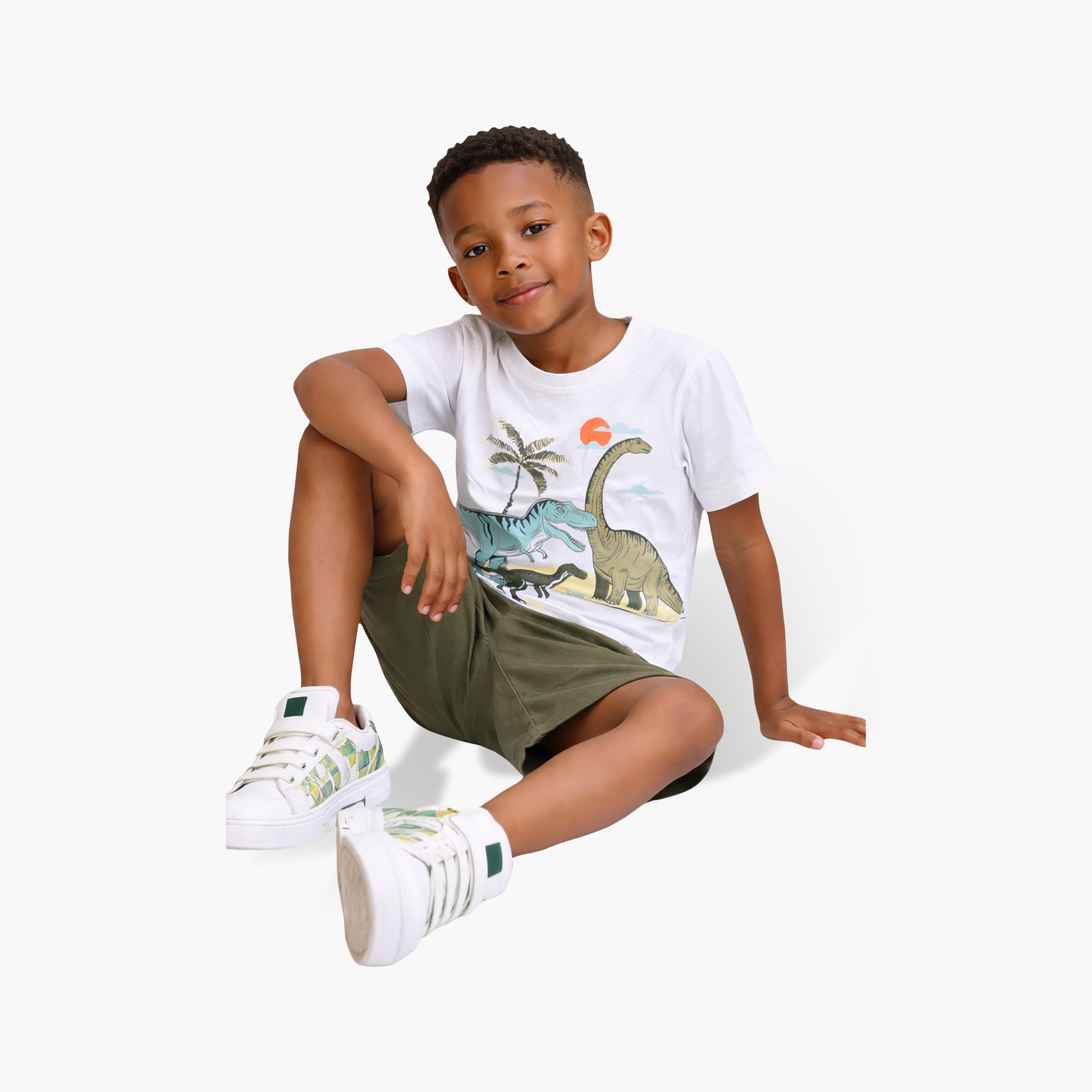 Victor and Jane Dinosaur Scene T-Shirt & Olive Cargo Shorts Set-baby-boys-clothing-setsandcoords-image-3