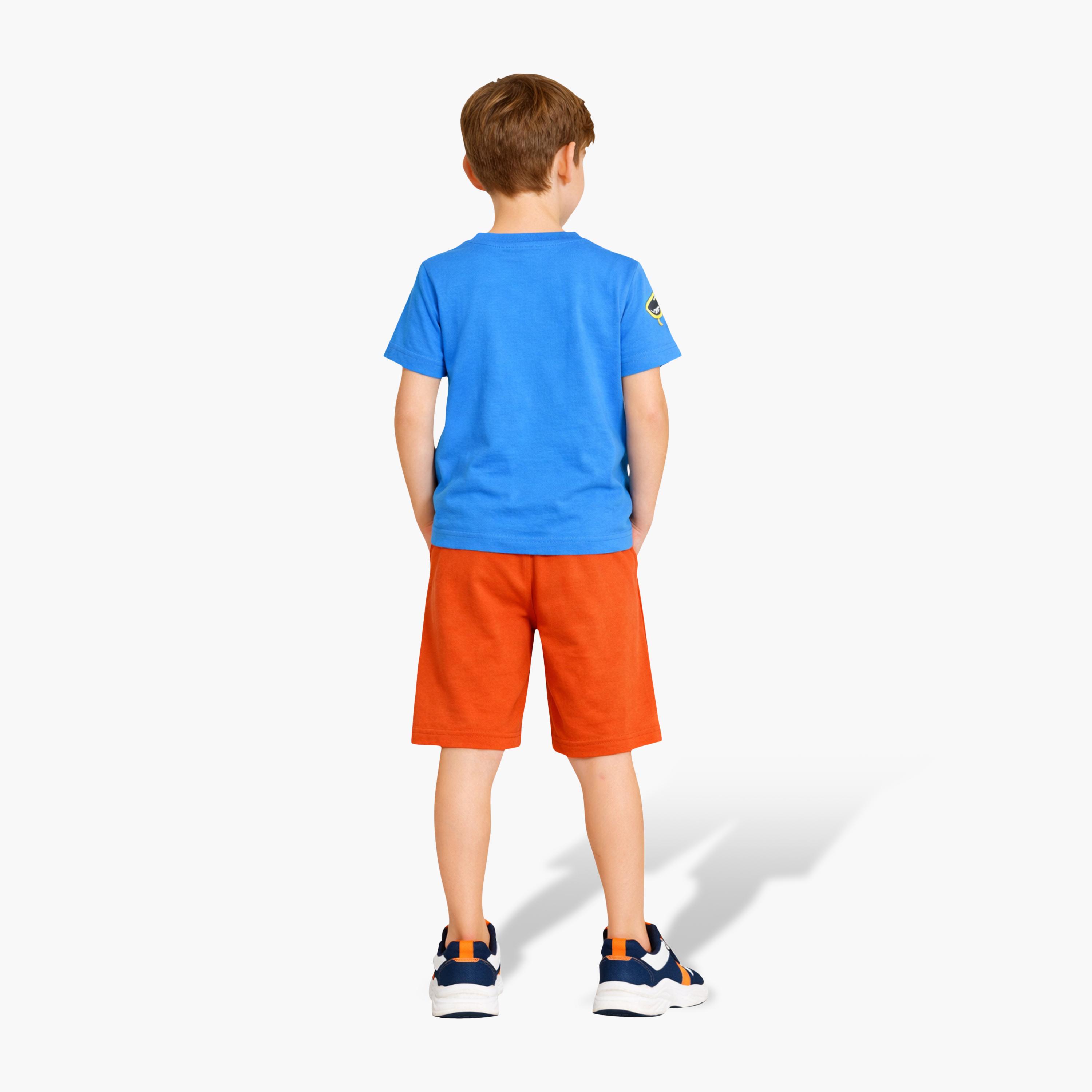 طقم تي شيرت بطبعة موجات الركمجة وشورت برتقالي من فيكتور آند جين-baby-boys-clothing-setsandcoords-image-4