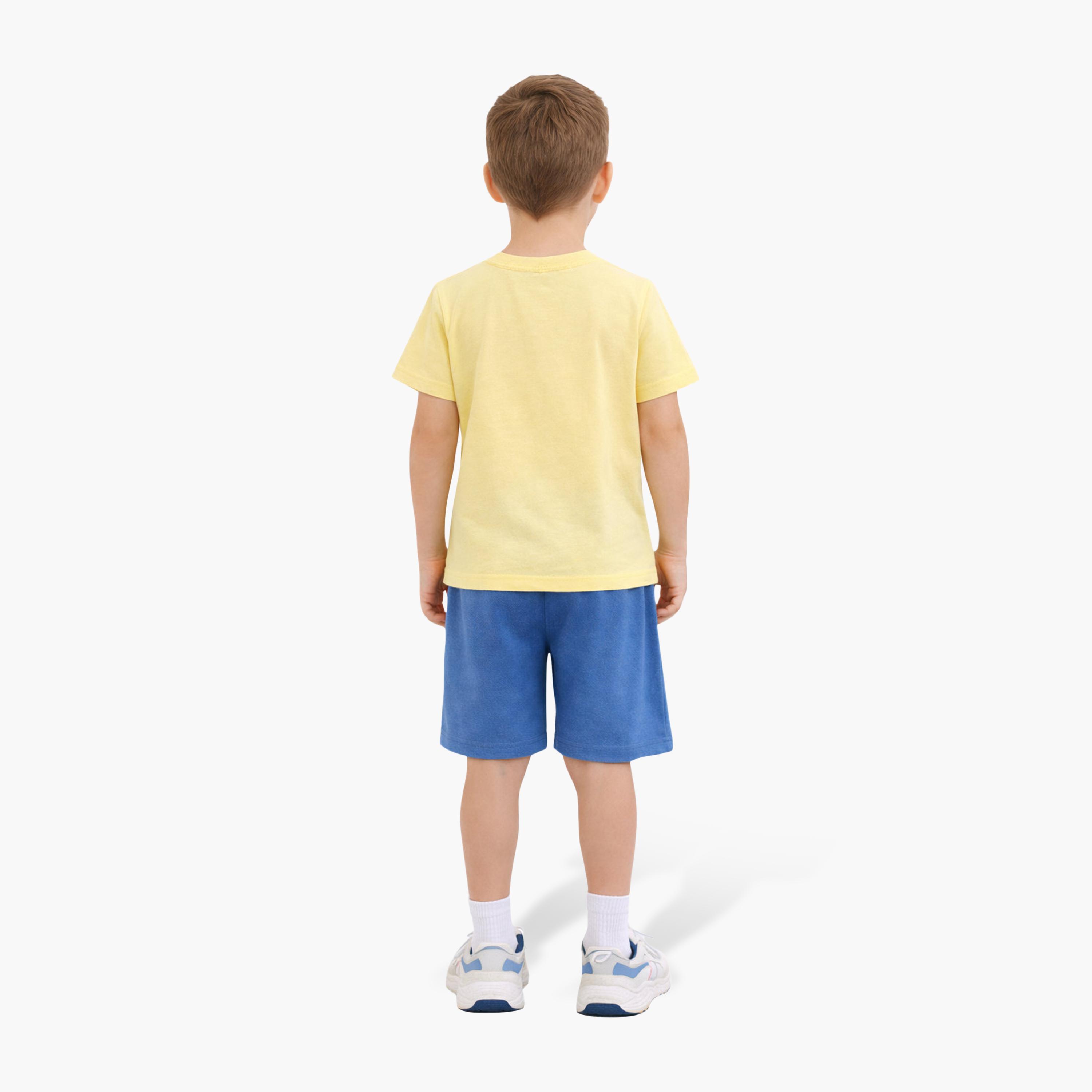 طقم تيشيرت بأكمام نصفية بطبعة سانسيت رايد وشورت من فيكتور أند جين-boys-clothing-setsandcoords-image-3