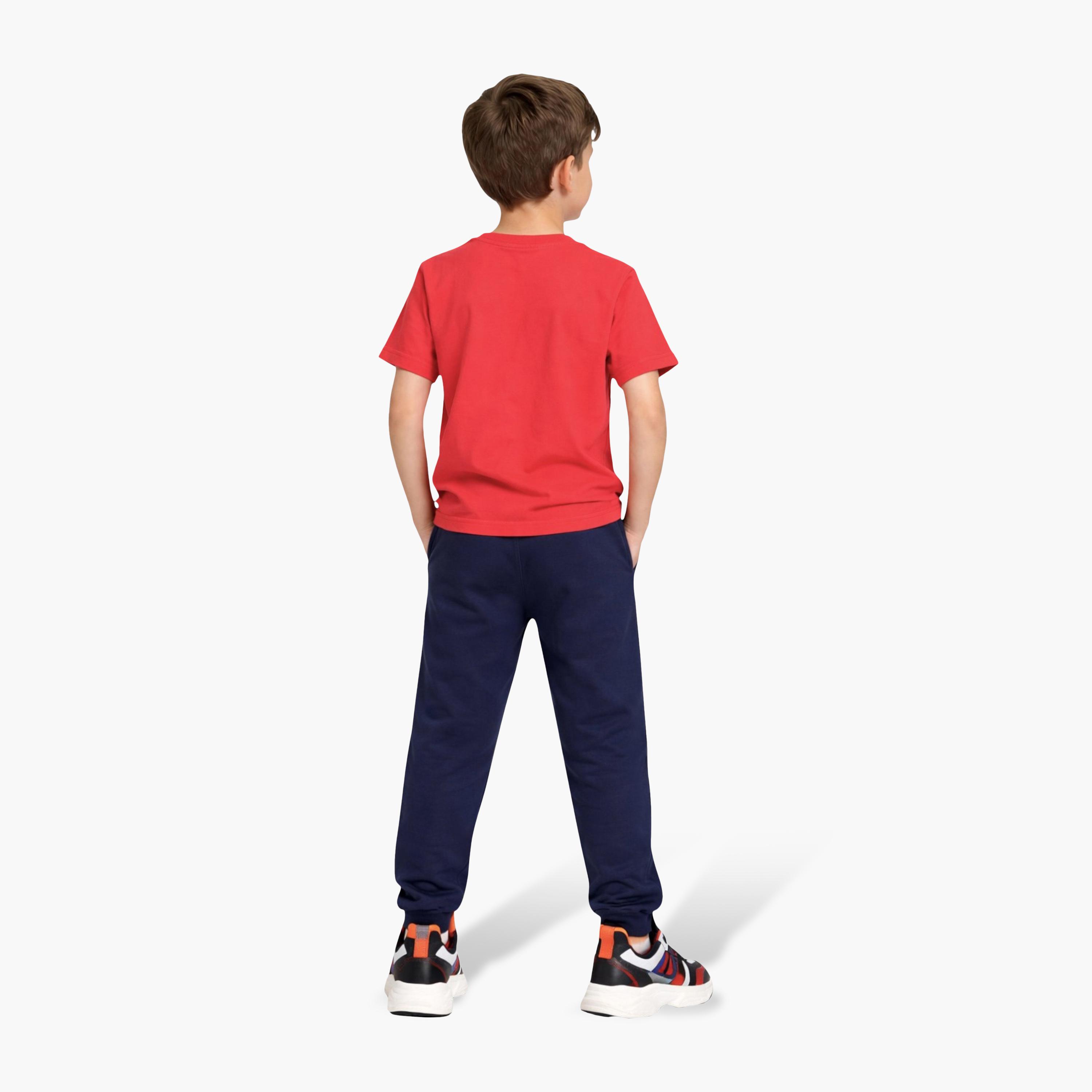 طقم تي شيرت "Saint Tropez" وبنطلون رياضي (جوغر) تيري كحلي من فيكتور آند جين-boys-clothing-setsandcoords-image-2