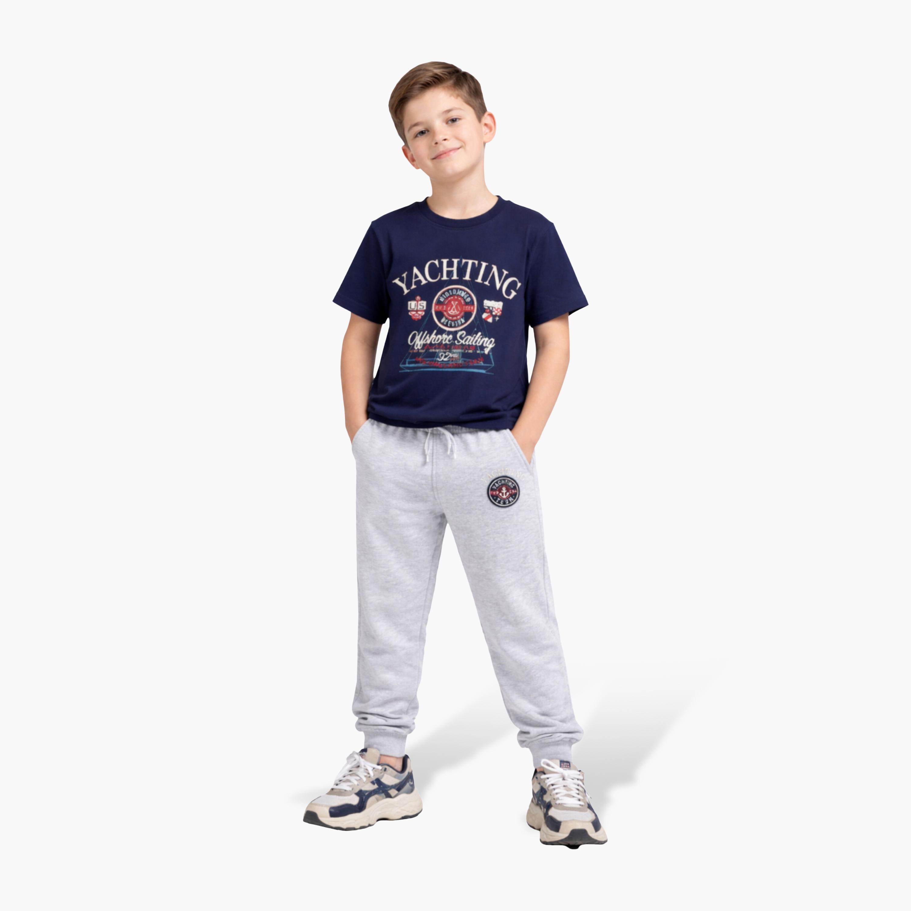 Victor and Jane Half Sleeves Yachting Printed T-Shirt & Joggers Set-boys-clothing-setsandcoords-image-1