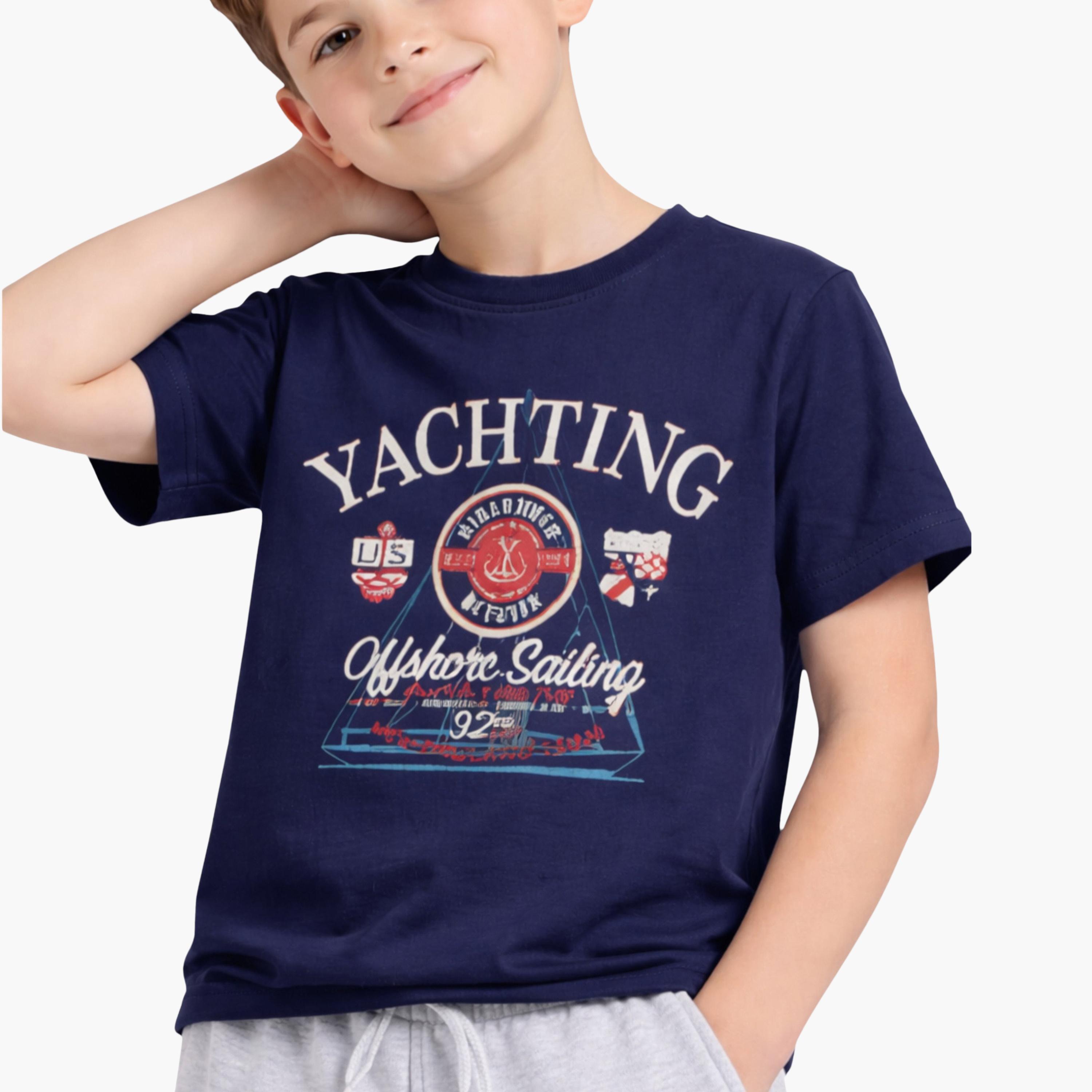 Victor and Jane Half Sleeves Yachting Printed T-Shirt & Joggers Set-boys-clothing-setsandcoords-image-3