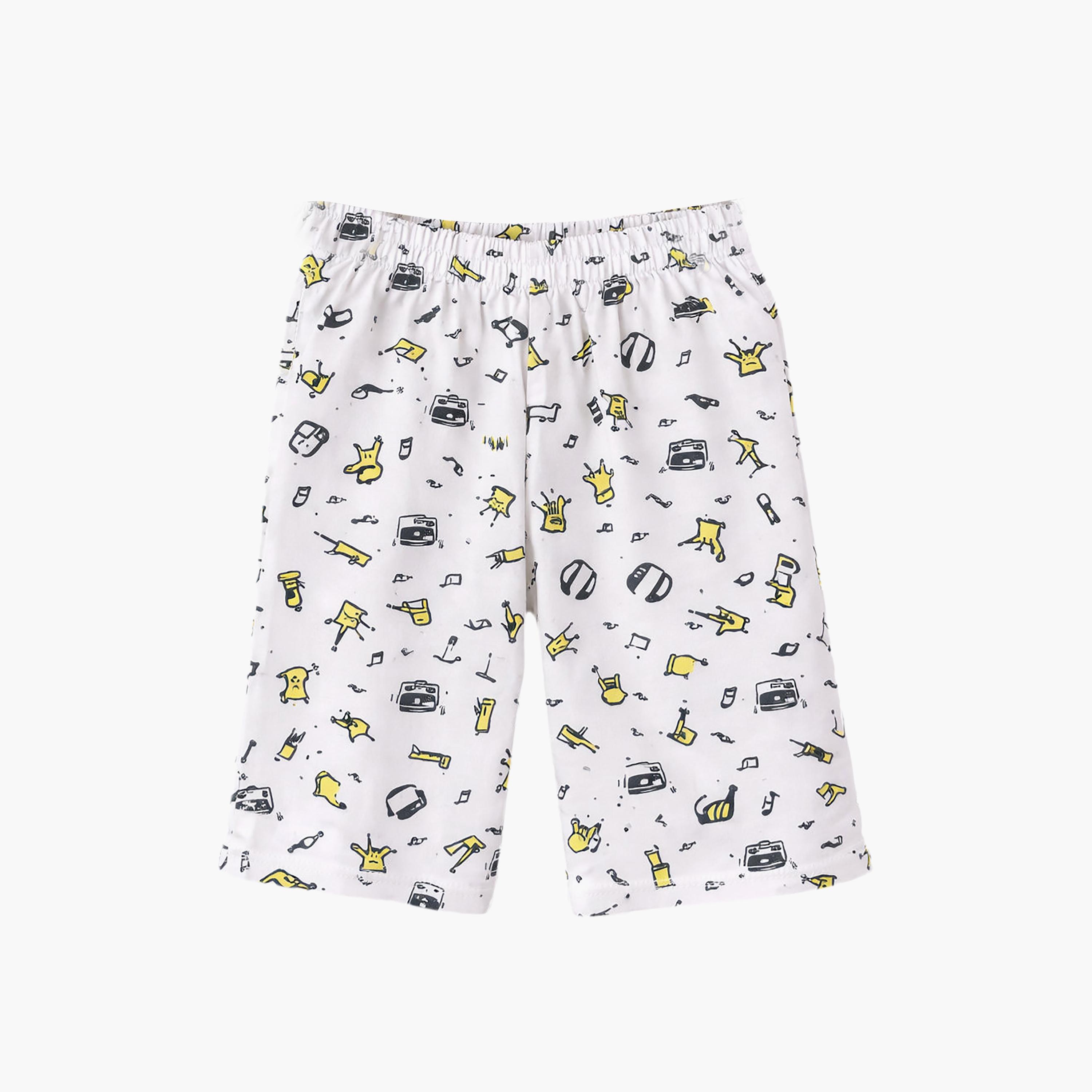 طقم مكون من 4 قطع: تي شيرتات بأكمام قصيرة ورسومات، وبنطلون مع شورت من فيكتور آند جين-boys-clothing-setsandcoords-image-2