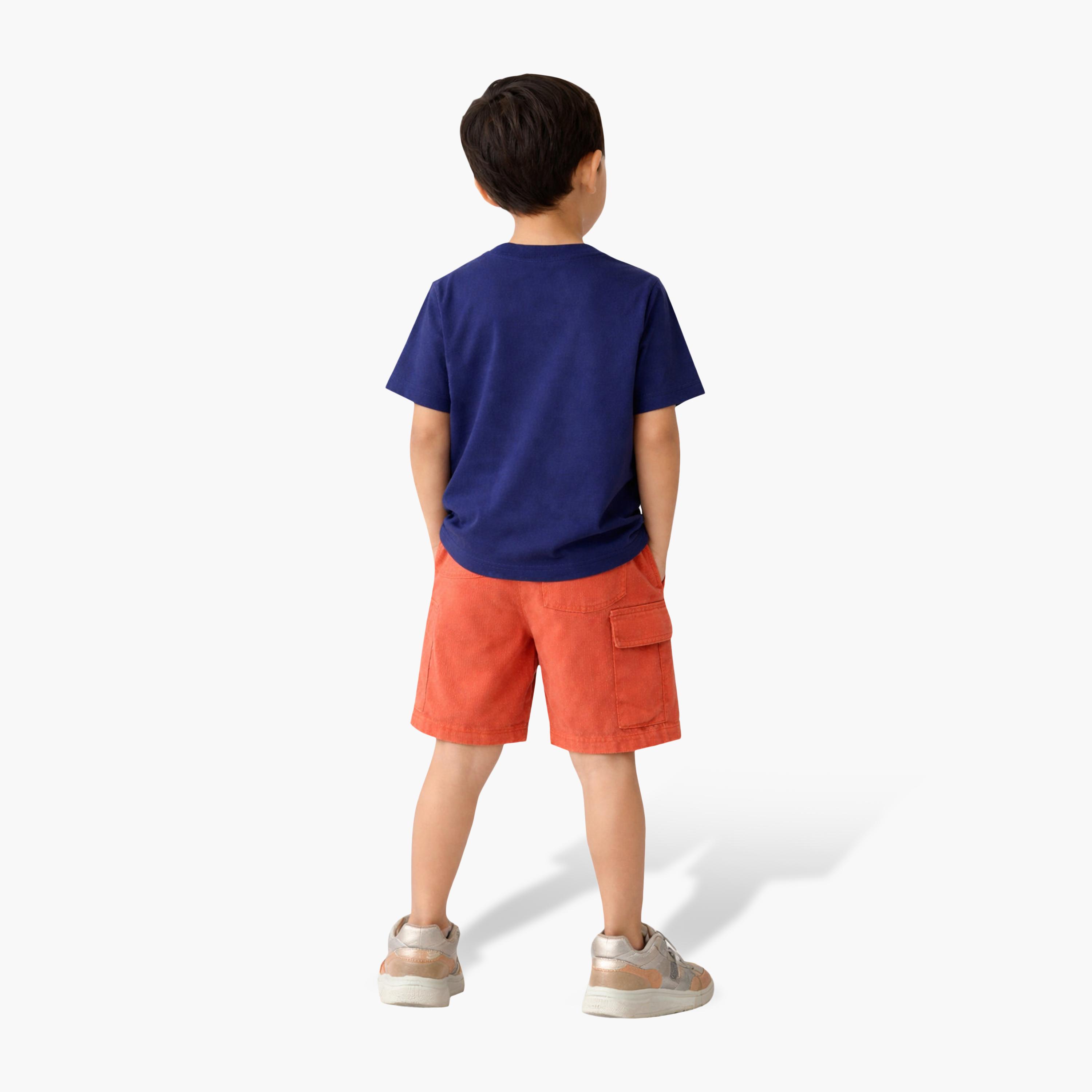 Victor and Jane Mountain Graphic T-Shirt & Textured Shorts Set-boys-clothing-setsandcoords-image-2