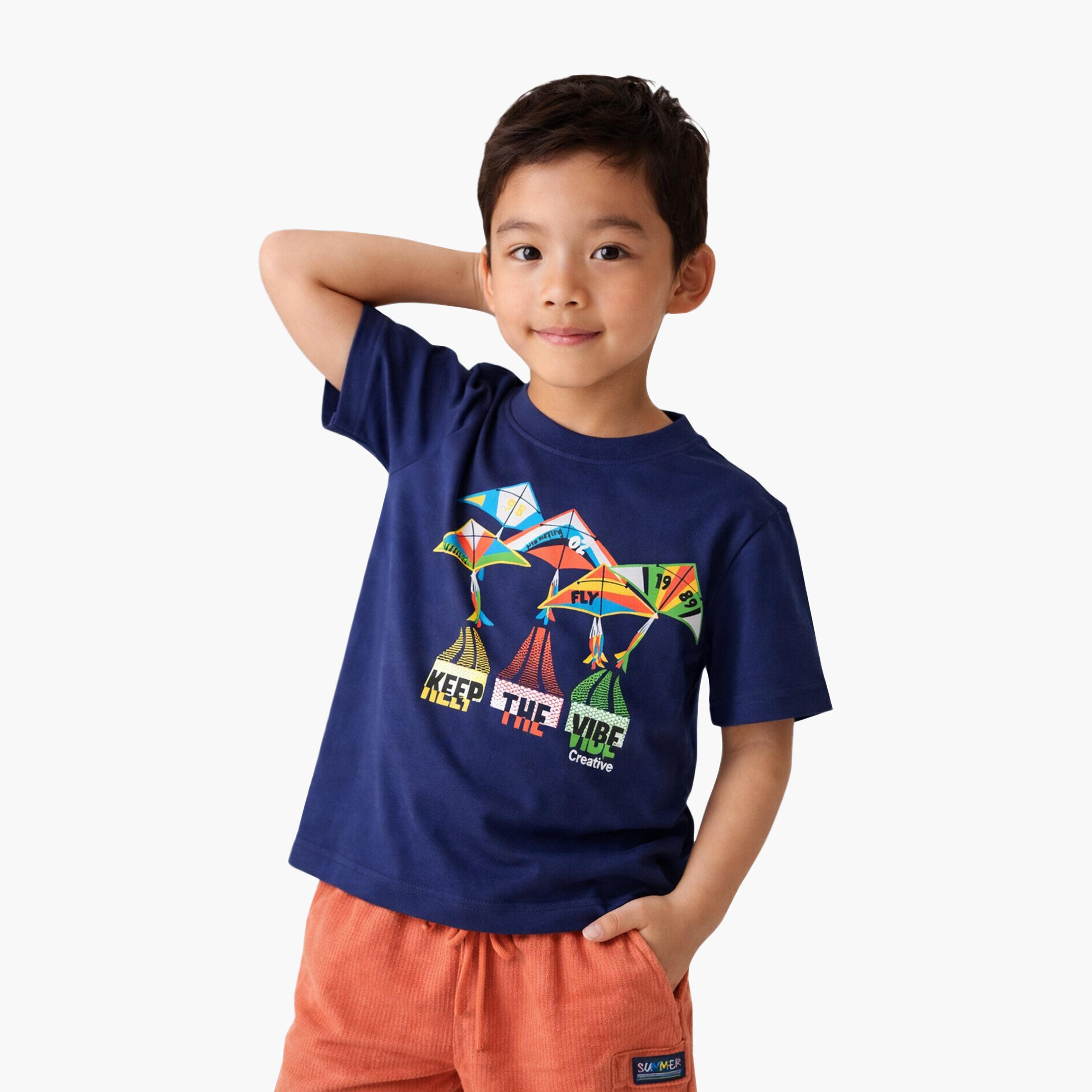 Victor and Jane Mountain Graphic T-Shirt & Textured Shorts Set-boys-clothing-setsandcoords-image-3