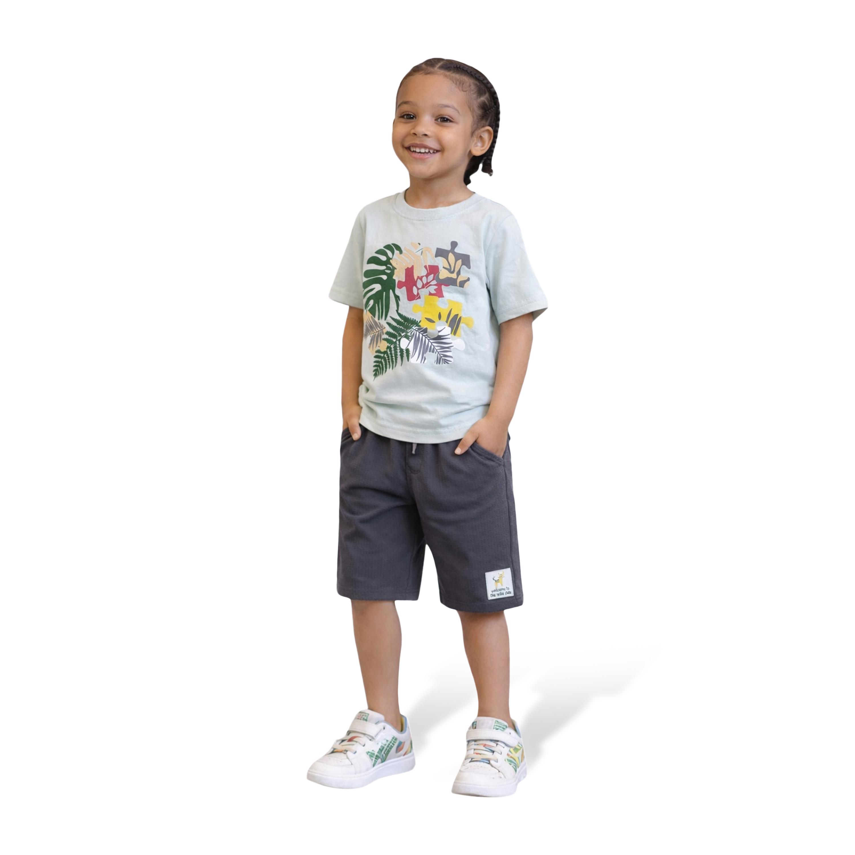 Victor and Jane 2-Piece Puzzle Pieces Printed T-Shirt & Shorts Set-boys-clothing-setsandcoords-image-1