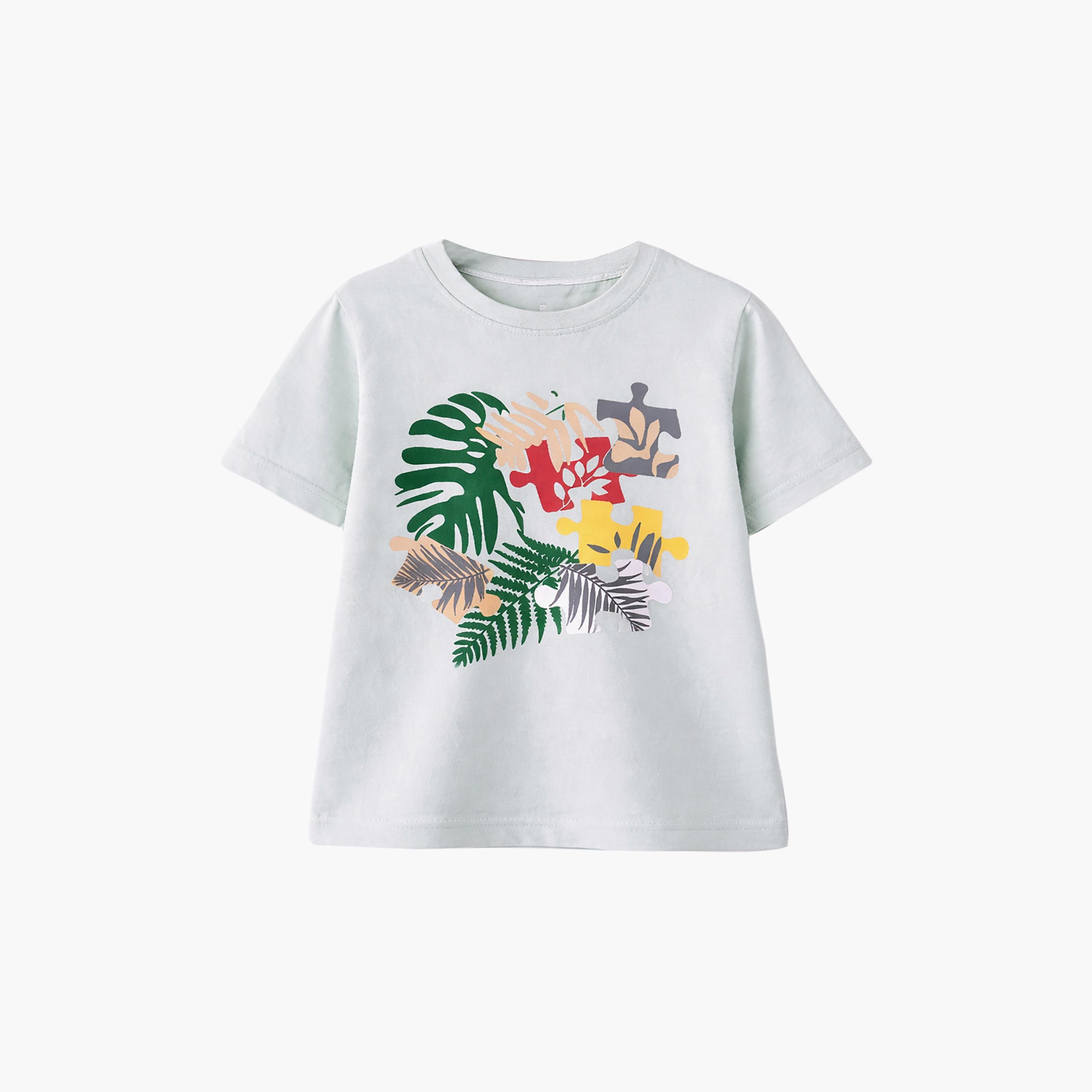 Victor and Jane 2-Piece Puzzle Pieces Printed T-Shirt & Shorts Set-boys-clothing-setsandcoords-image-3