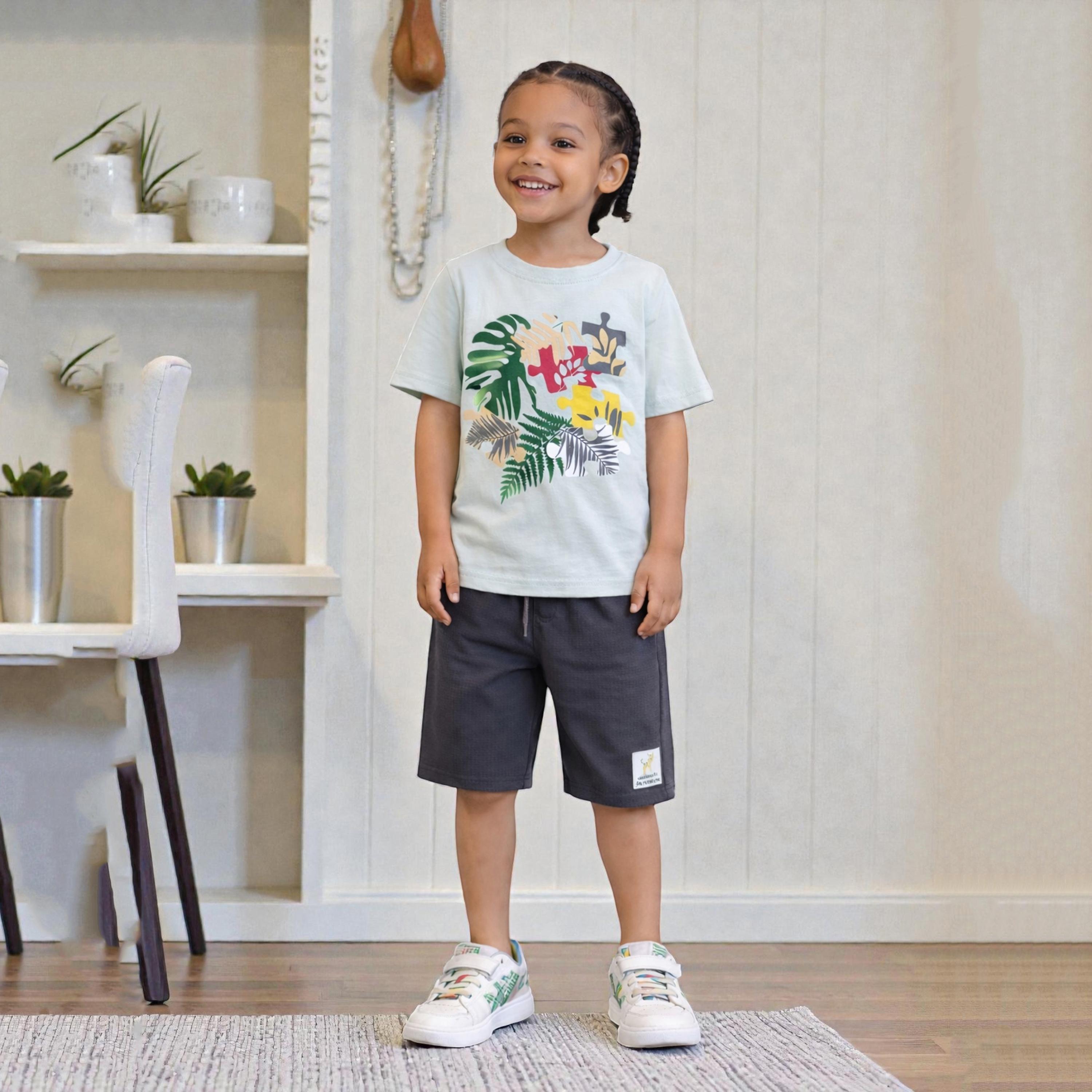 Victor and Jane 2-Piece Puzzle Pieces Printed T-Shirt & Shorts Set-boys-clothing-setsandcoords-image-5