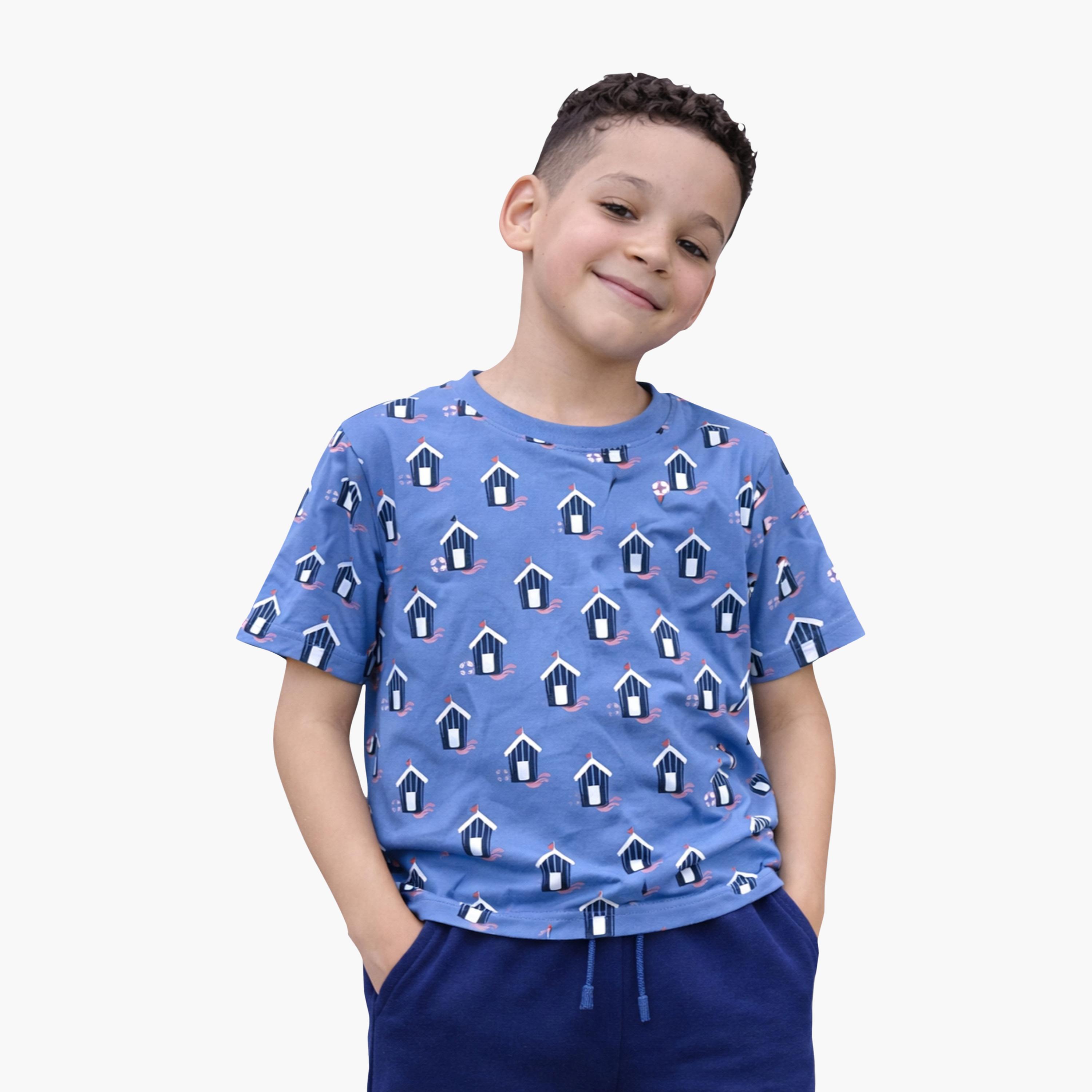طقم تي شيرت بطبعة كاملة وبنطلون رياضي بطبعة "Tropical Trip" من فيكتور آند جين-boys-clothing-setsandcoords-image-2