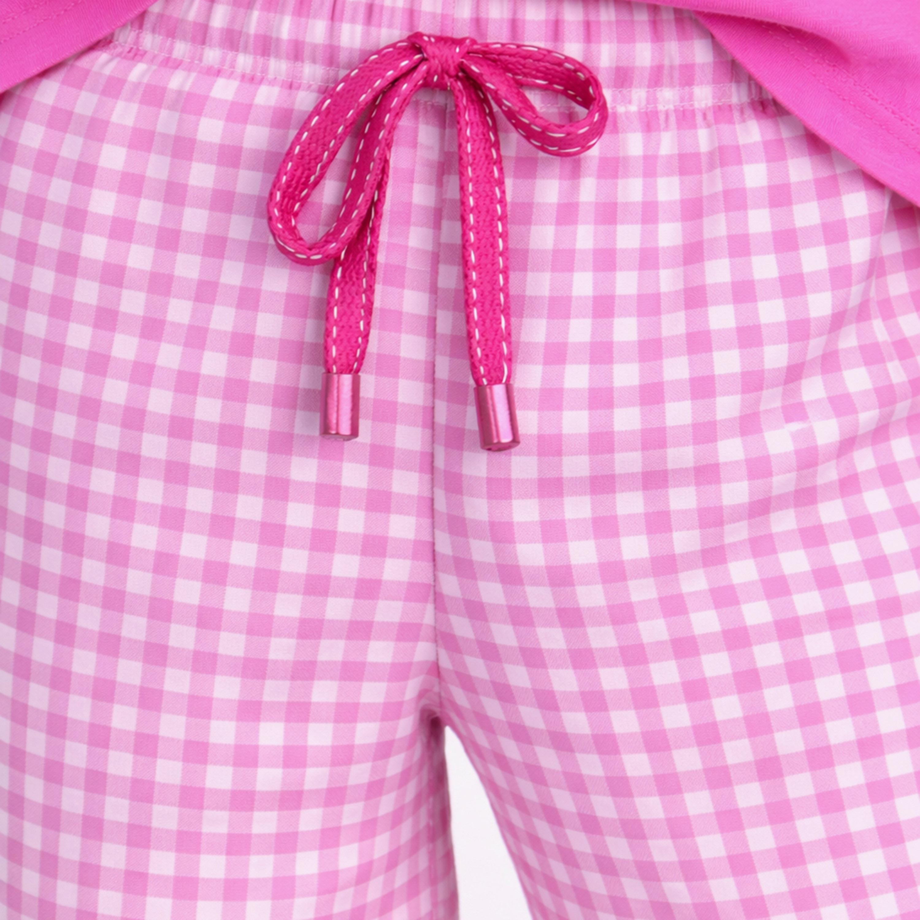 طقم مكون من تيشيرت مطبوع وبنطلون مربعات قطعتين من فيكتور آند جين-girls-clothing-setsandcoords-image-4