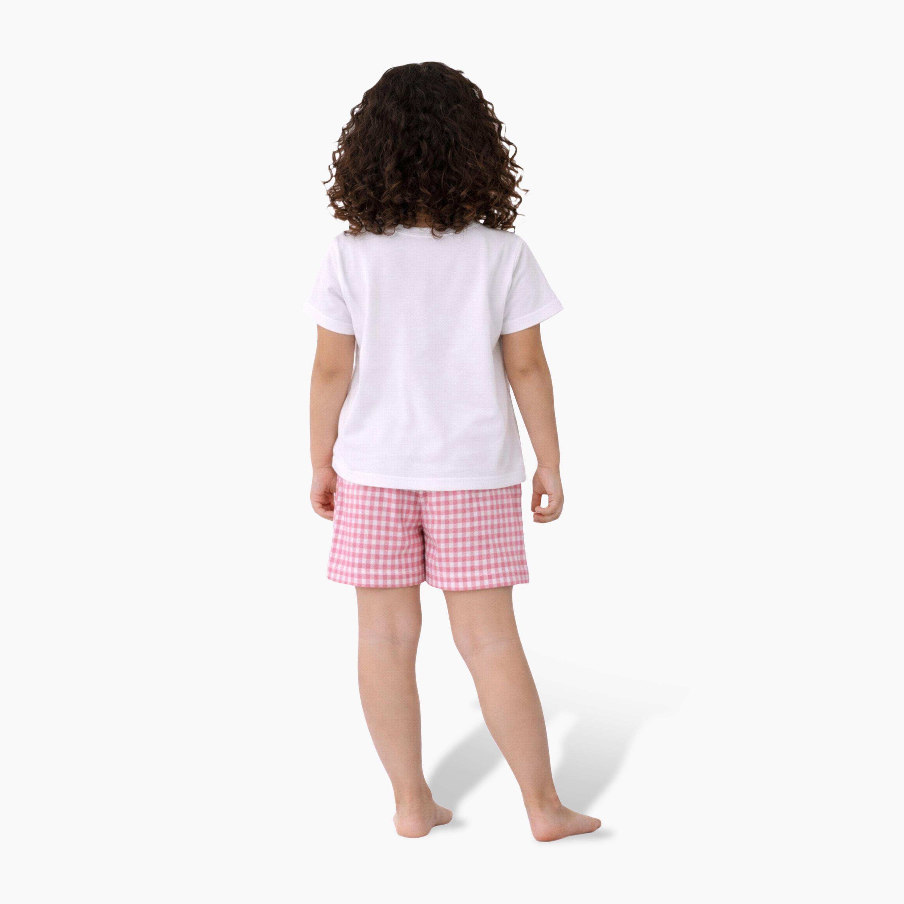 Victor and Jane Picnic Day Graphic T-Shirt & Gingham Shorts Set-girls-clothing-setsandcoords-image-2