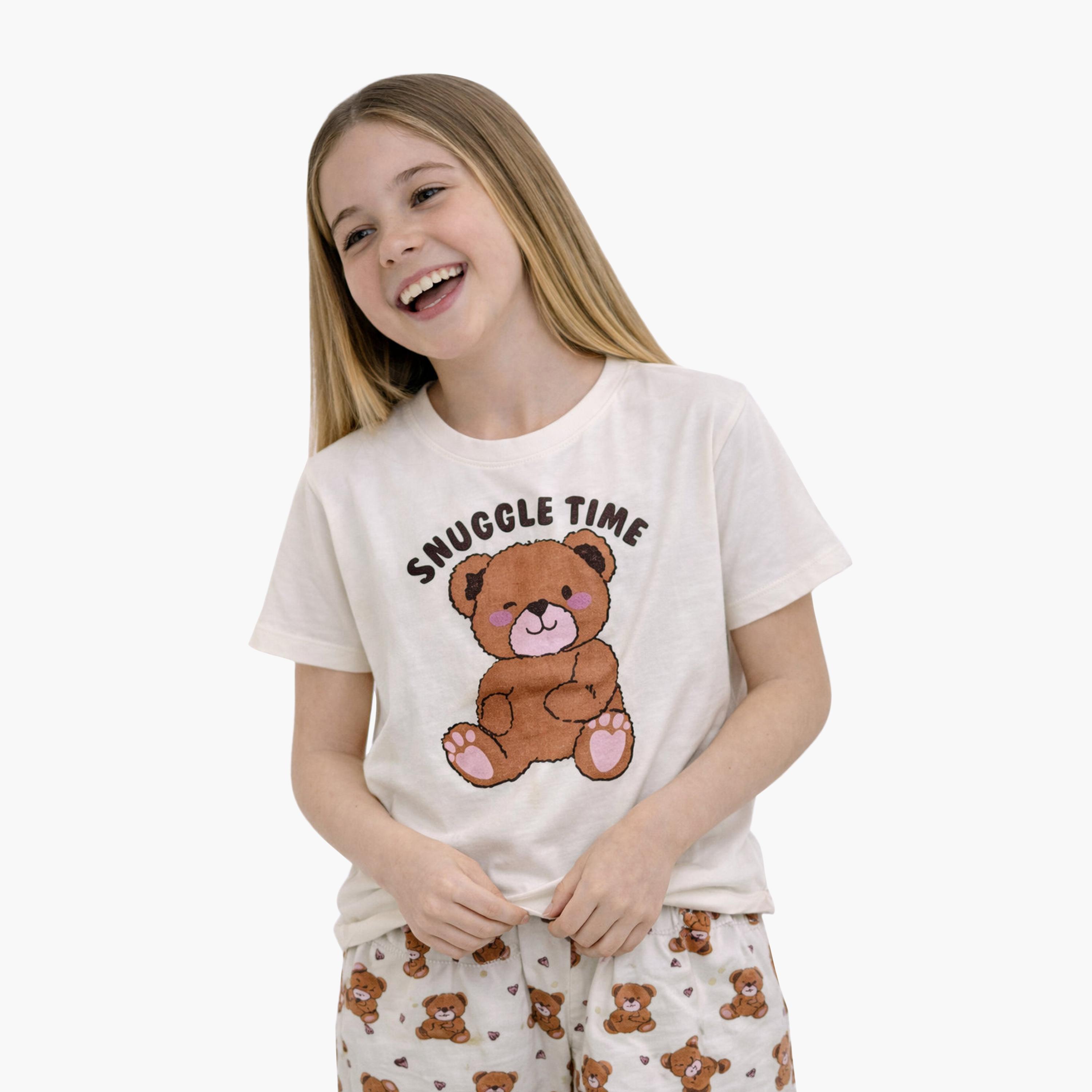 Victor and Jane Snuggle Time Printed Teddy T-Shirt & Printed Jogger Pants Set-girls-clothing-setsandcoords-image-3