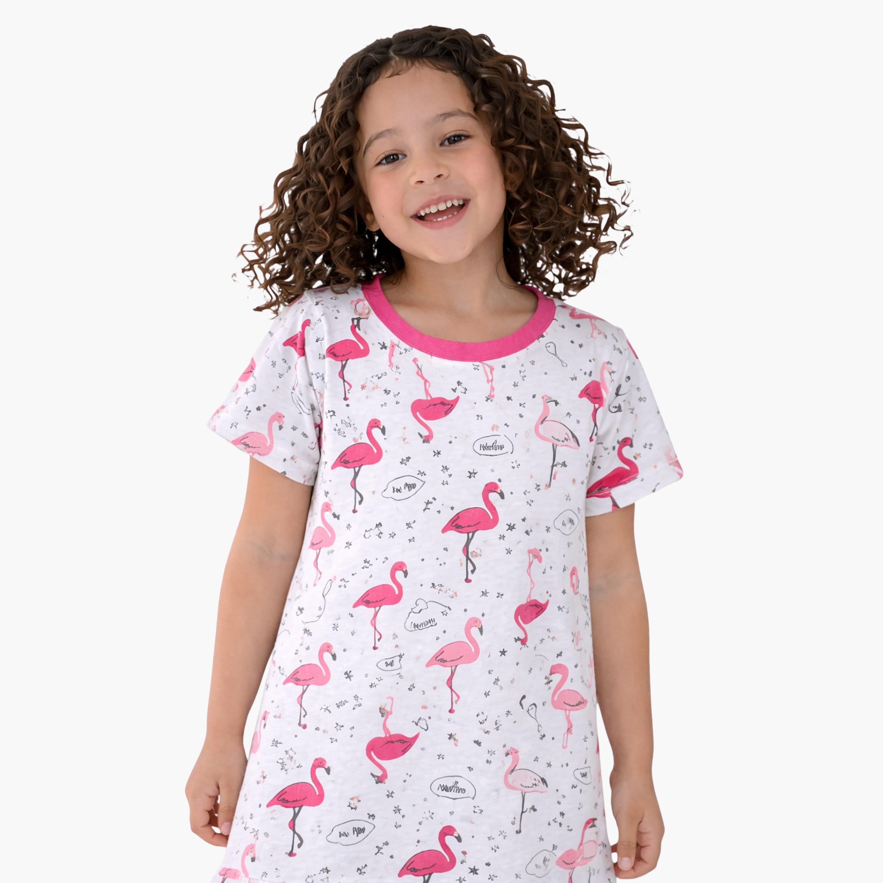 Victor and Jane Flamingo Print Sleep Tee Dress-girls-clothing-dressesandjumpsuits-image-4