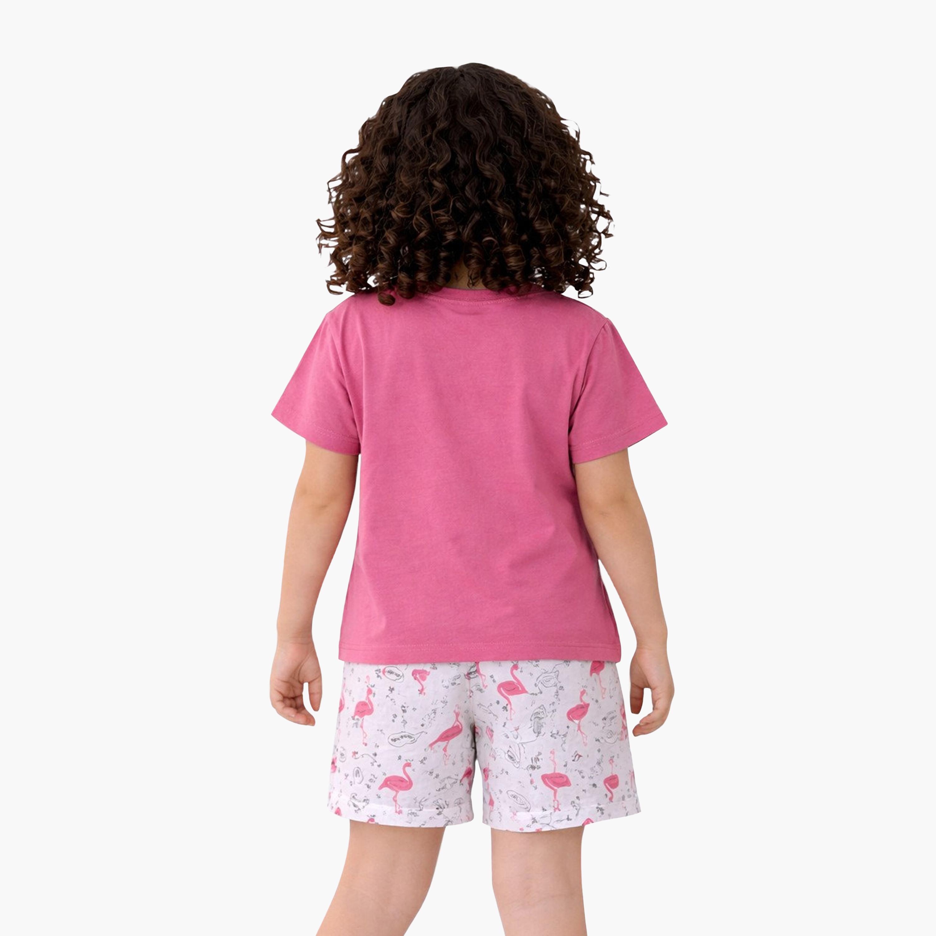 Victor and Jane You Are Loved Printed Flamingo T-Shirt & Printed Shorts Set-baby-girls-clothing-setsandcoords-image-3