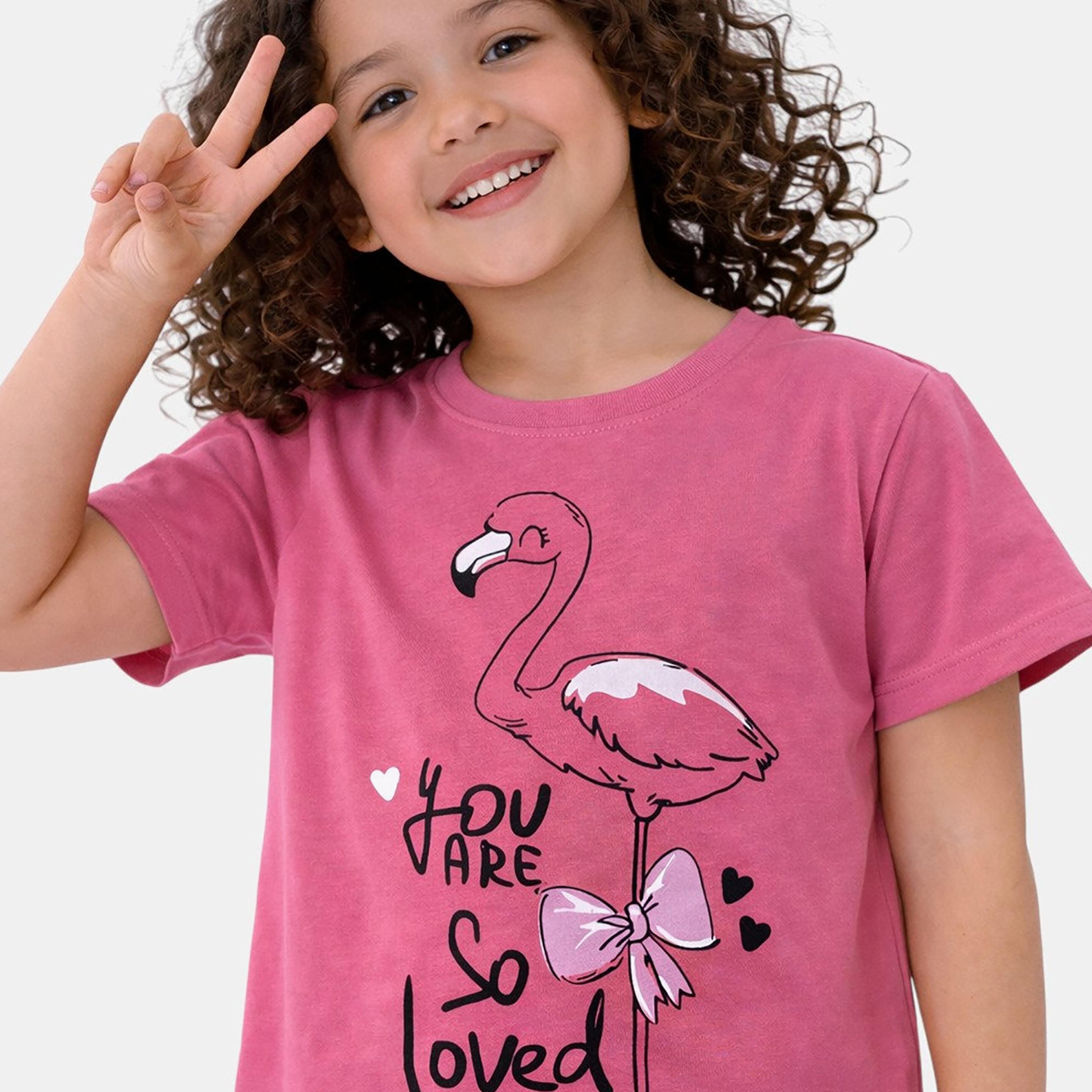 Victor and Jane You Are Loved Printed Flamingo T-Shirt & Printed Shorts Set-baby-girls-clothing-setsandcoords-image-4