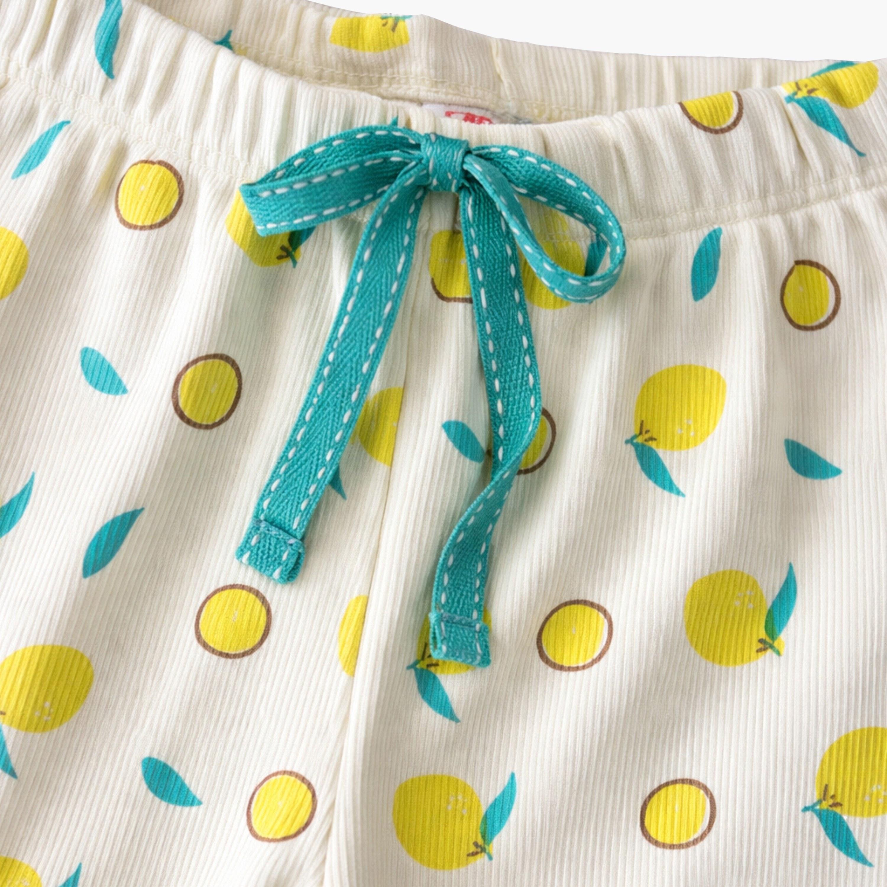 Victor and Jane Hello Summer Printed Frill Sleeve Top & Lemon Print Pants Set-baby-girls-clothing-setsandcoords-image-4