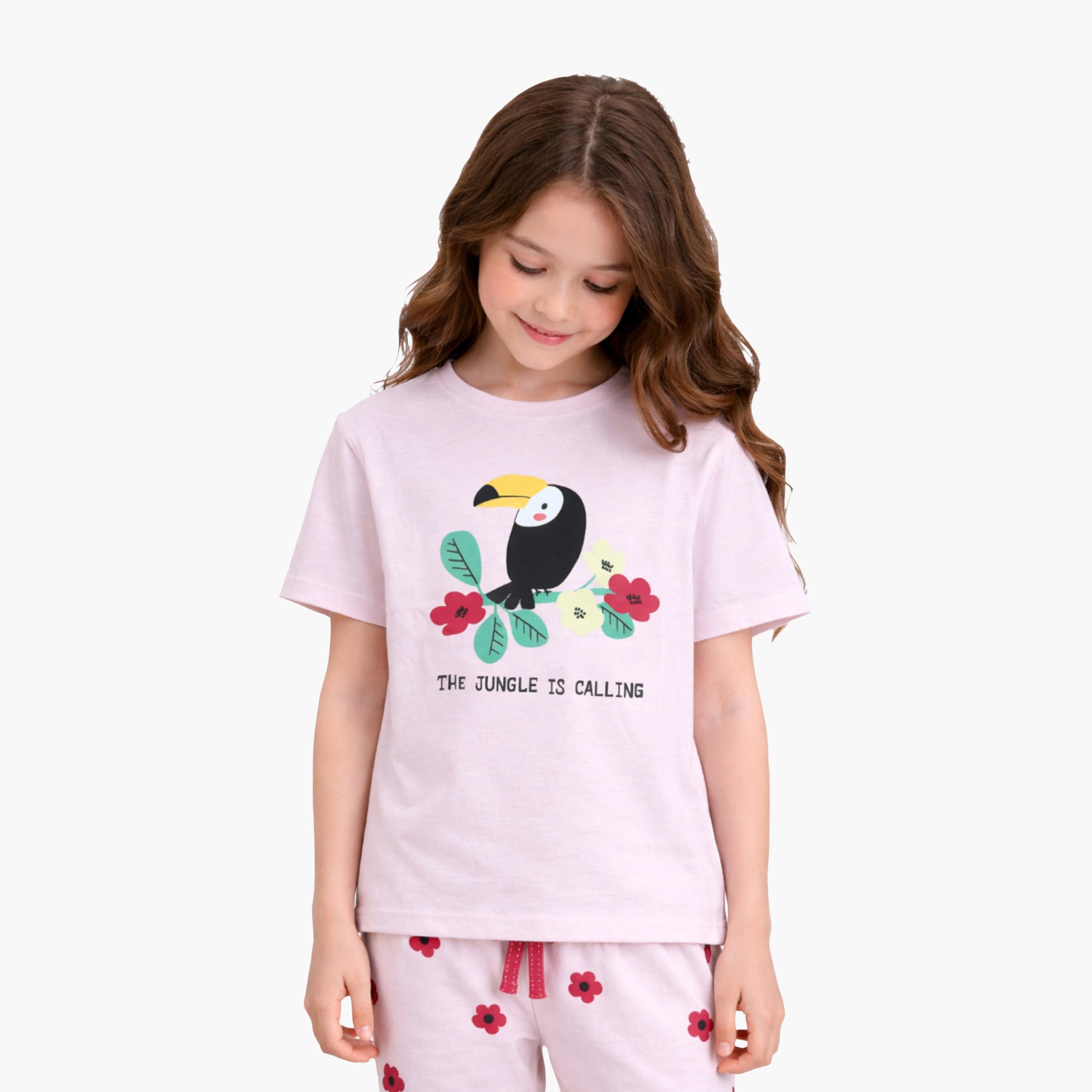 Victor and Jane Toucan Graphic T-Shirt & Heart Print Pants Set-baby-girls-clothing-setsandcoords-image-2