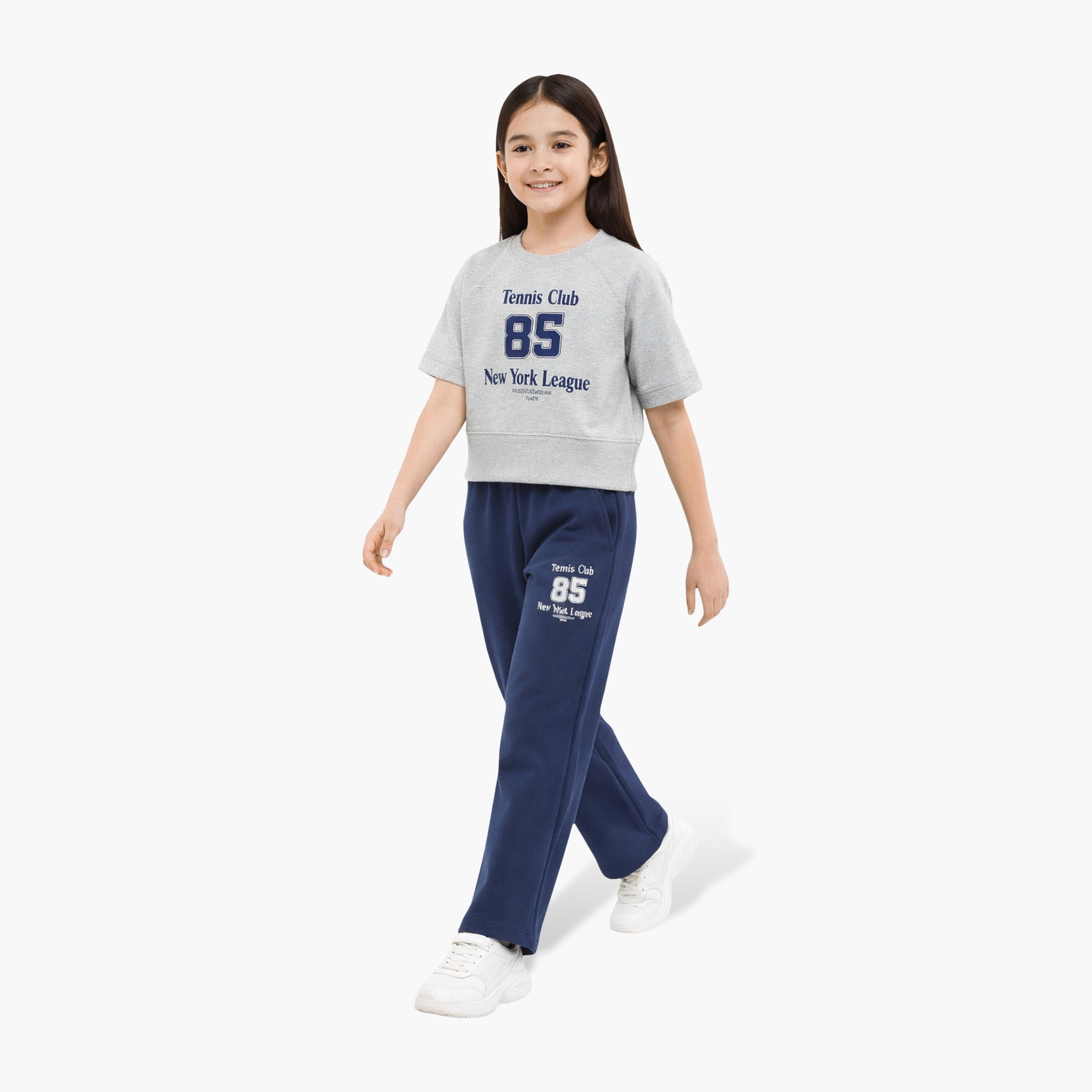 Victor and Jane Tennis Club Print T-Shirt & Pants Set-baby-girls-clothing-setsandcoords-image-2