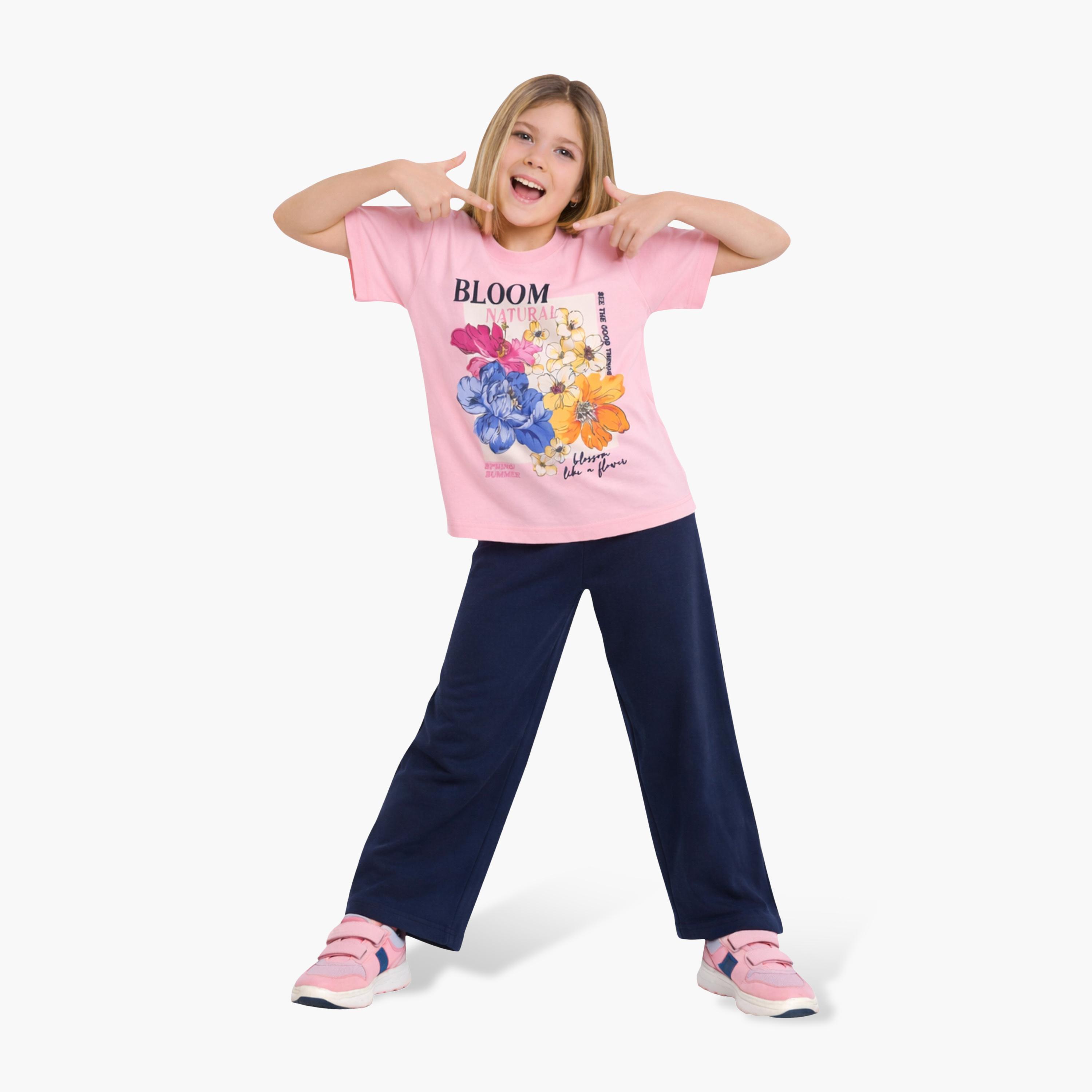 Victor and Jane Floral Print T-Shirt & Pants Set-girls-clothing-setsandcoords-image-3