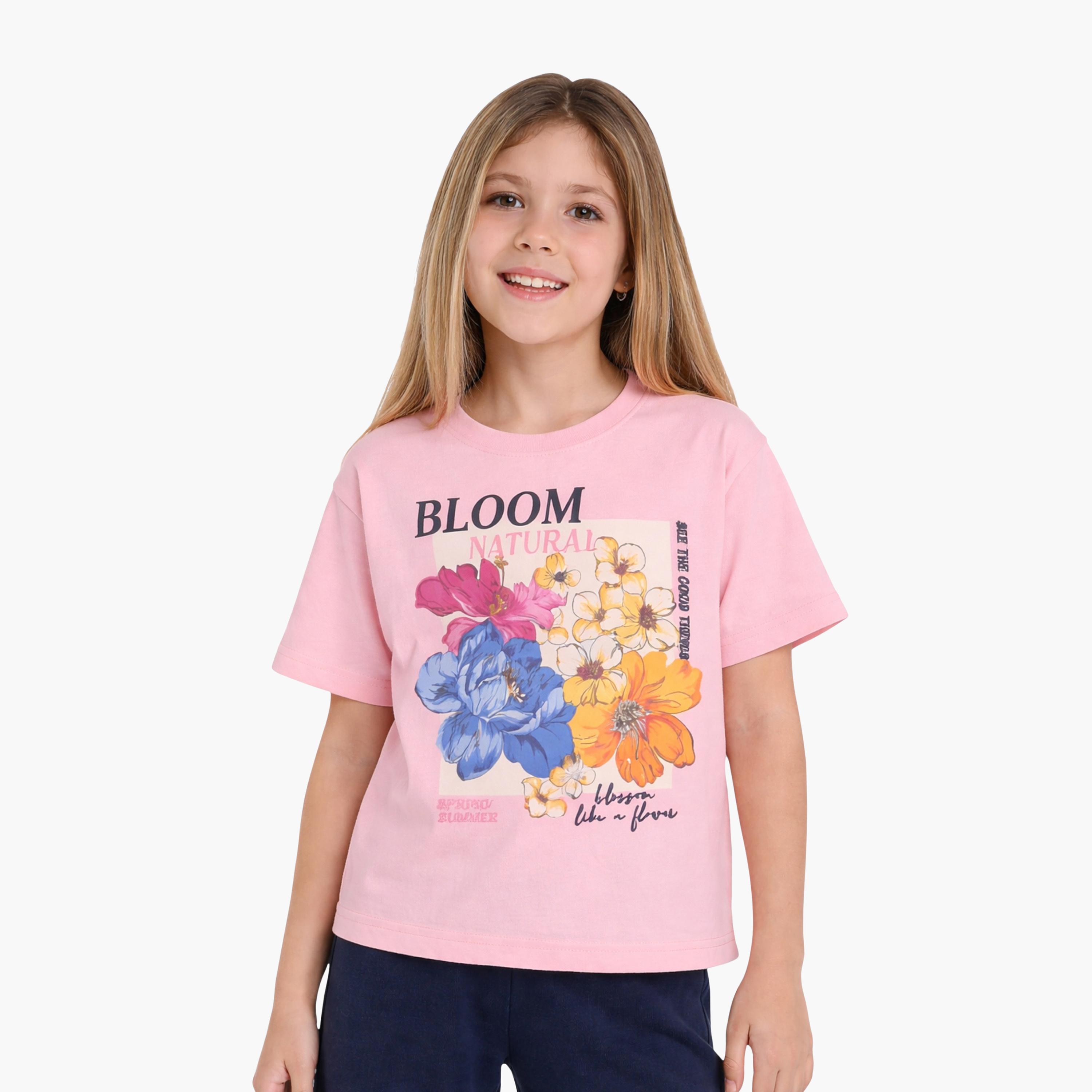 Victor and Jane Floral Print T-Shirt & Pants Set-girls-clothing-setsandcoords-image-4