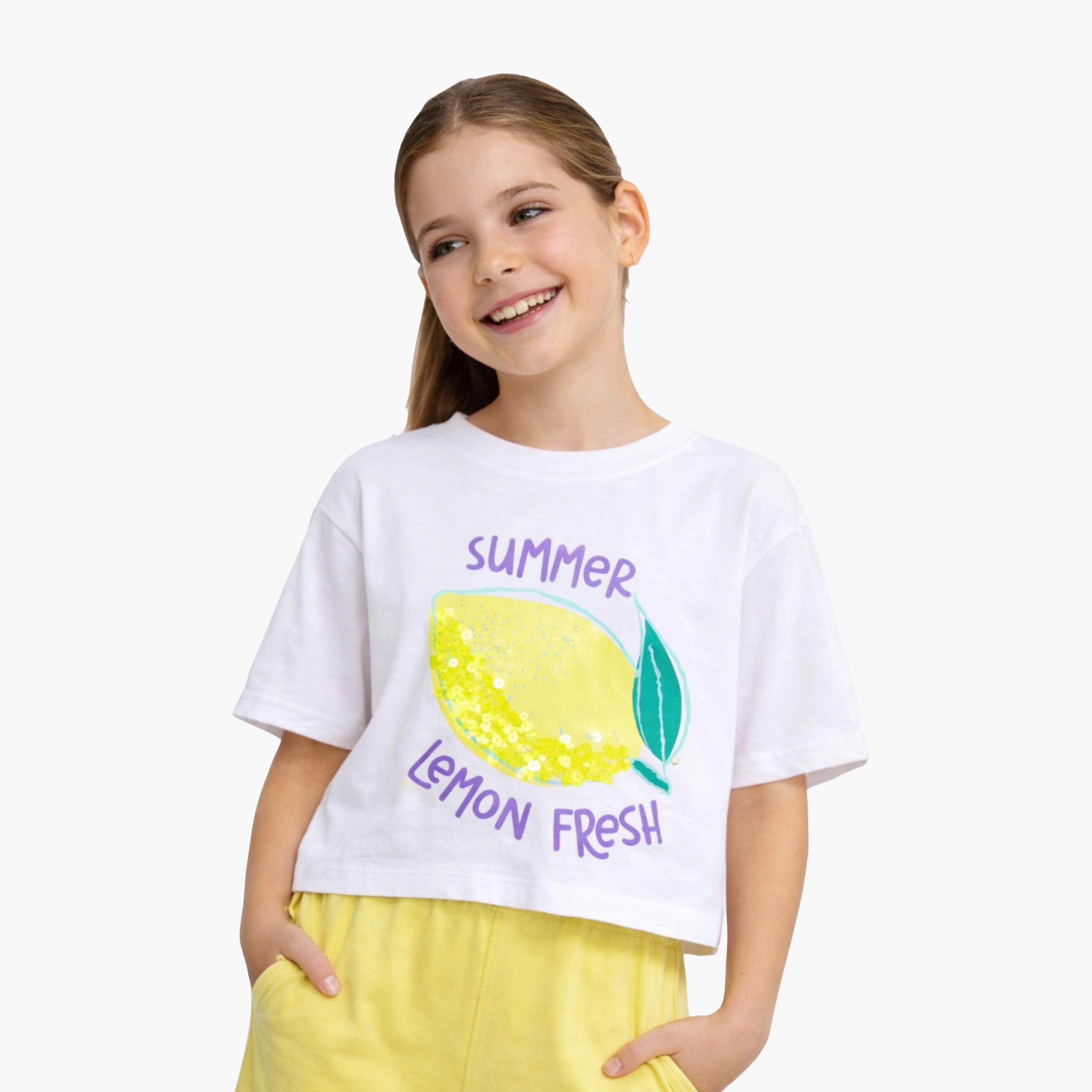 طقم بلوزة بياقة ليمون مزين بالترتر وشورت من فيكتور آند جين-girls-clothing-setsandcoords-image-2