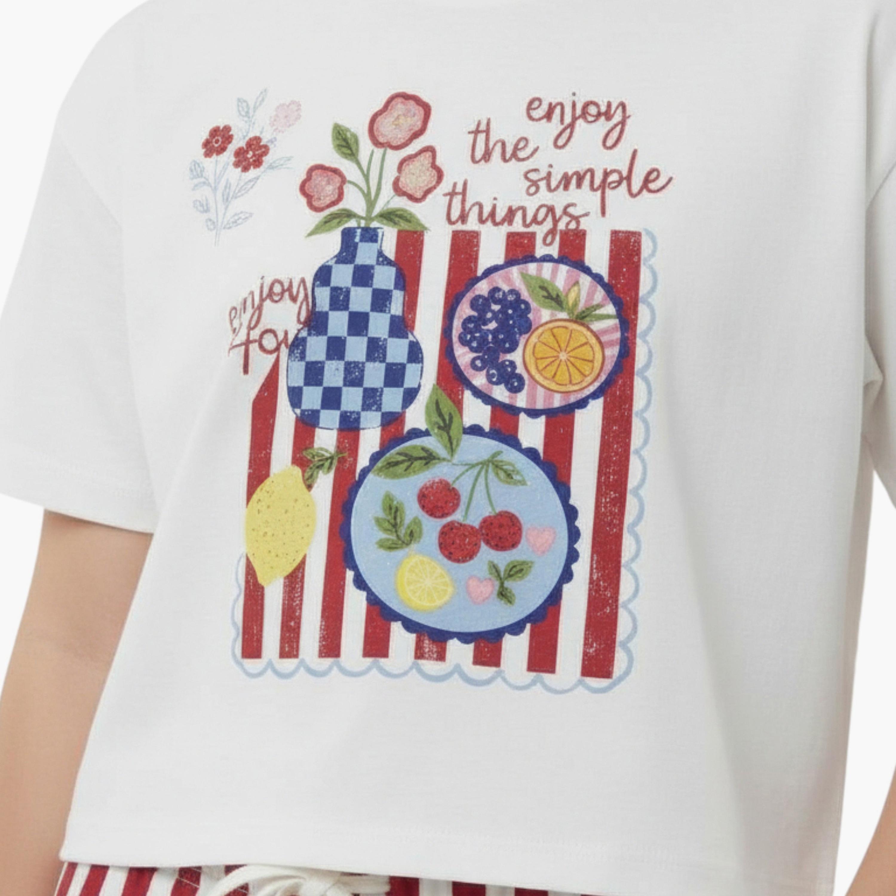 Victor and Jane Graphic Printed T-Shirt & Striped Shorts Set-baby-girls-clothing-setsandcoords-image-4