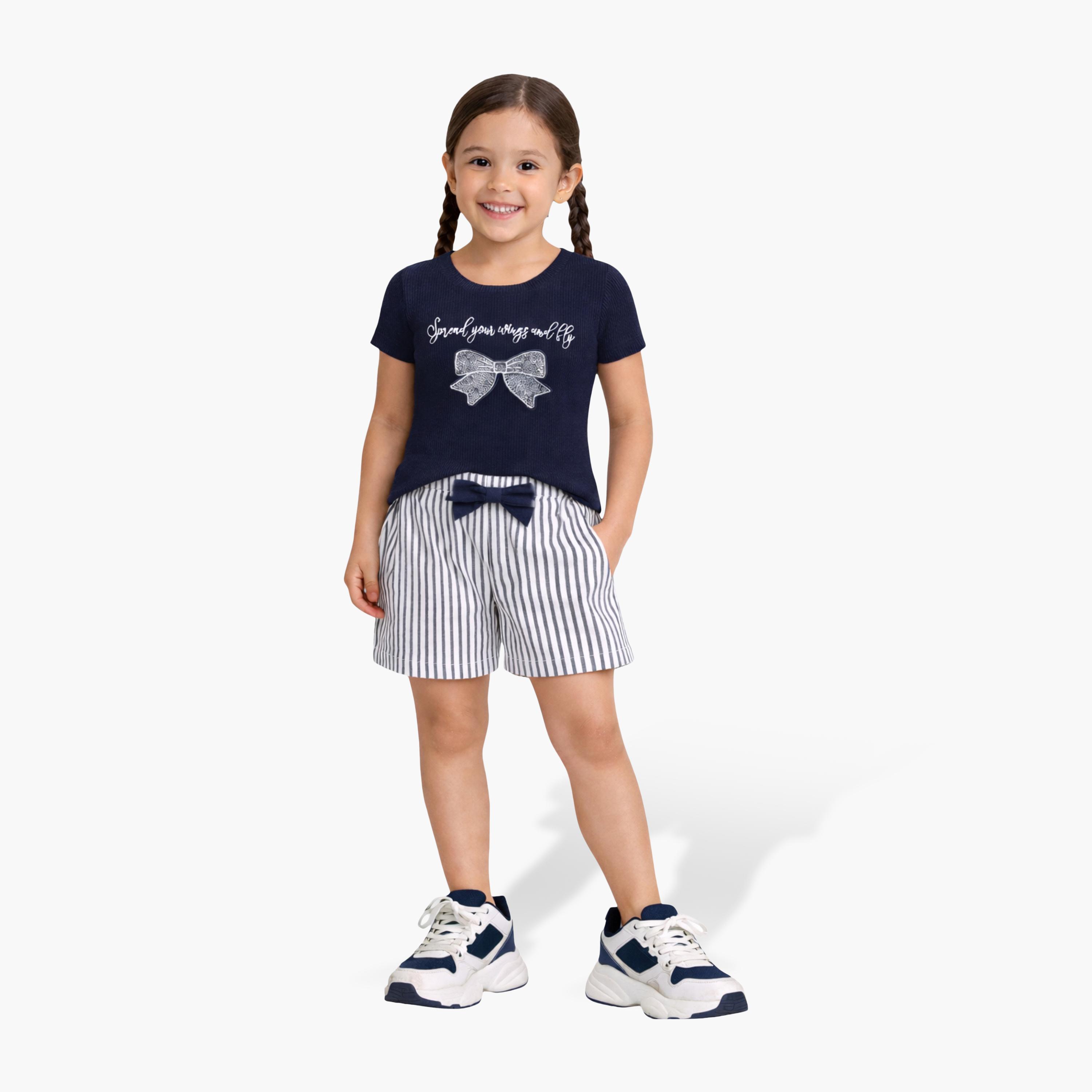 Victor and Jane Short Sleeves Striped Top & Short Sets-girls-clothing-setsandcoords-image-1