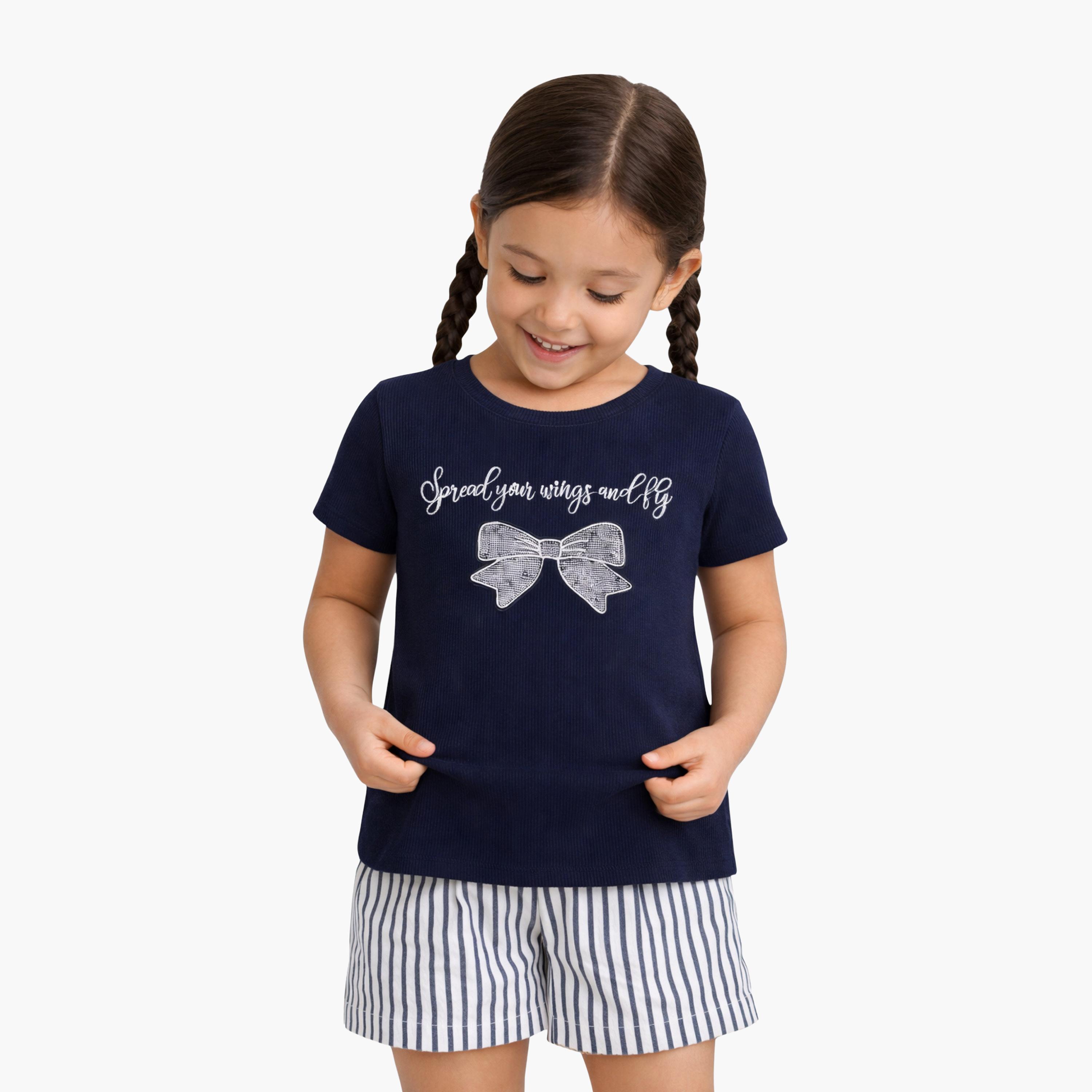 Victor and Jane Short Sleeves Striped Top & Short Sets-girls-clothing-setsandcoords-image-2