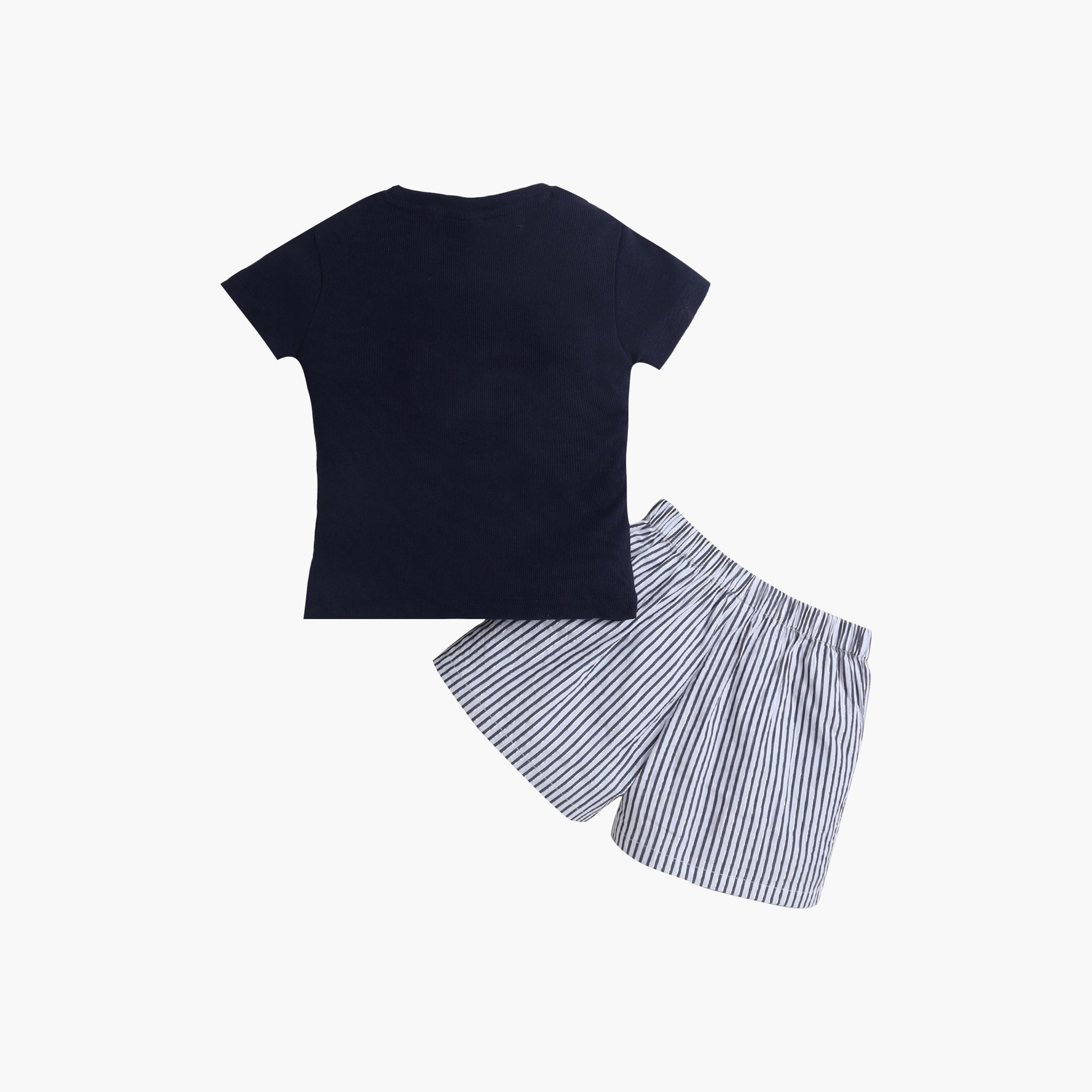 Victor and Jane Short Sleeves Striped Top & Short Sets-girls-clothing-setsandcoords-image-6