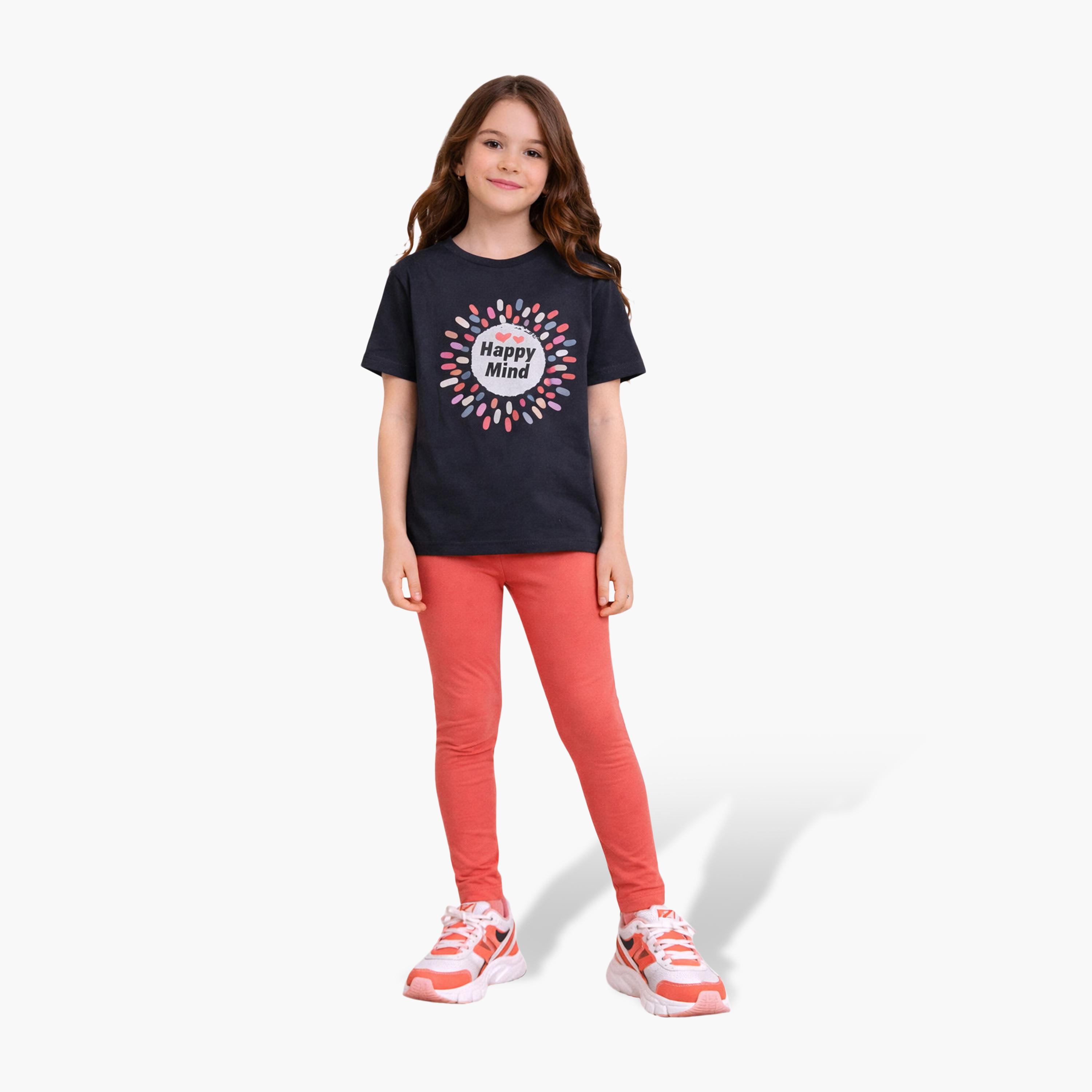 طقم مكون من قطعتين تي شيرت مطبوع بأكمام قصيرة مع قطعتين ليجنز من فيكتور آند جين-baby-girls-clothing-setsandcoords-image-1