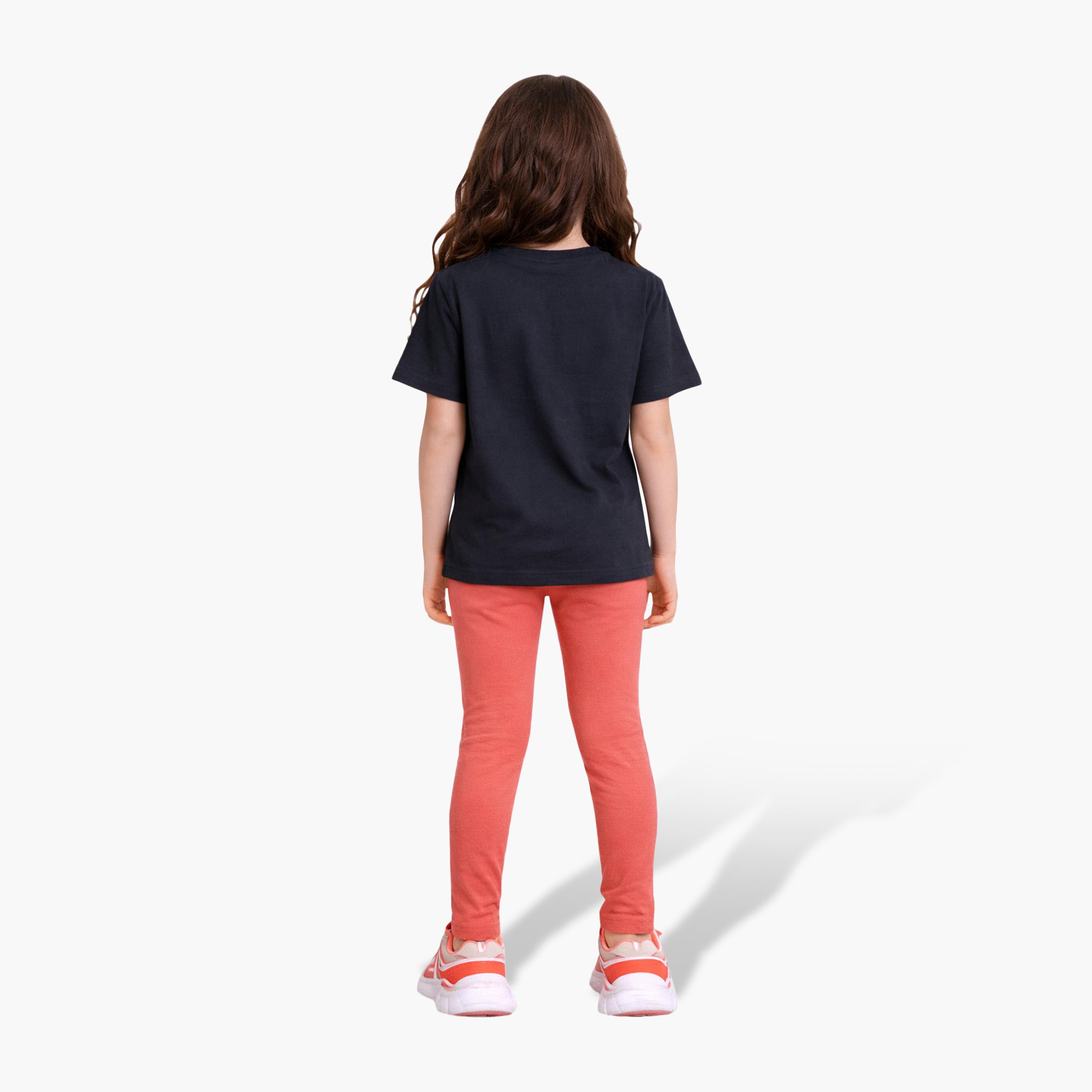 طقم مكون من قطعتين تي شيرت مطبوع بأكمام قصيرة مع قطعتين ليجنز من فيكتور آند جين-baby-girls-clothing-setsandcoords-image-3